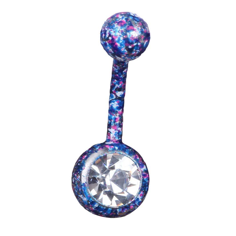 Blue Cubic Zirconia Dual Ball Barbell Belly Button Ring - Body Piercing Jewelry for Women, Nose, Ear, Lip & Navel Decor - Perfect Gift for Piercing Lovers (Ideal for Parties, Date Nights & Self-Expression)