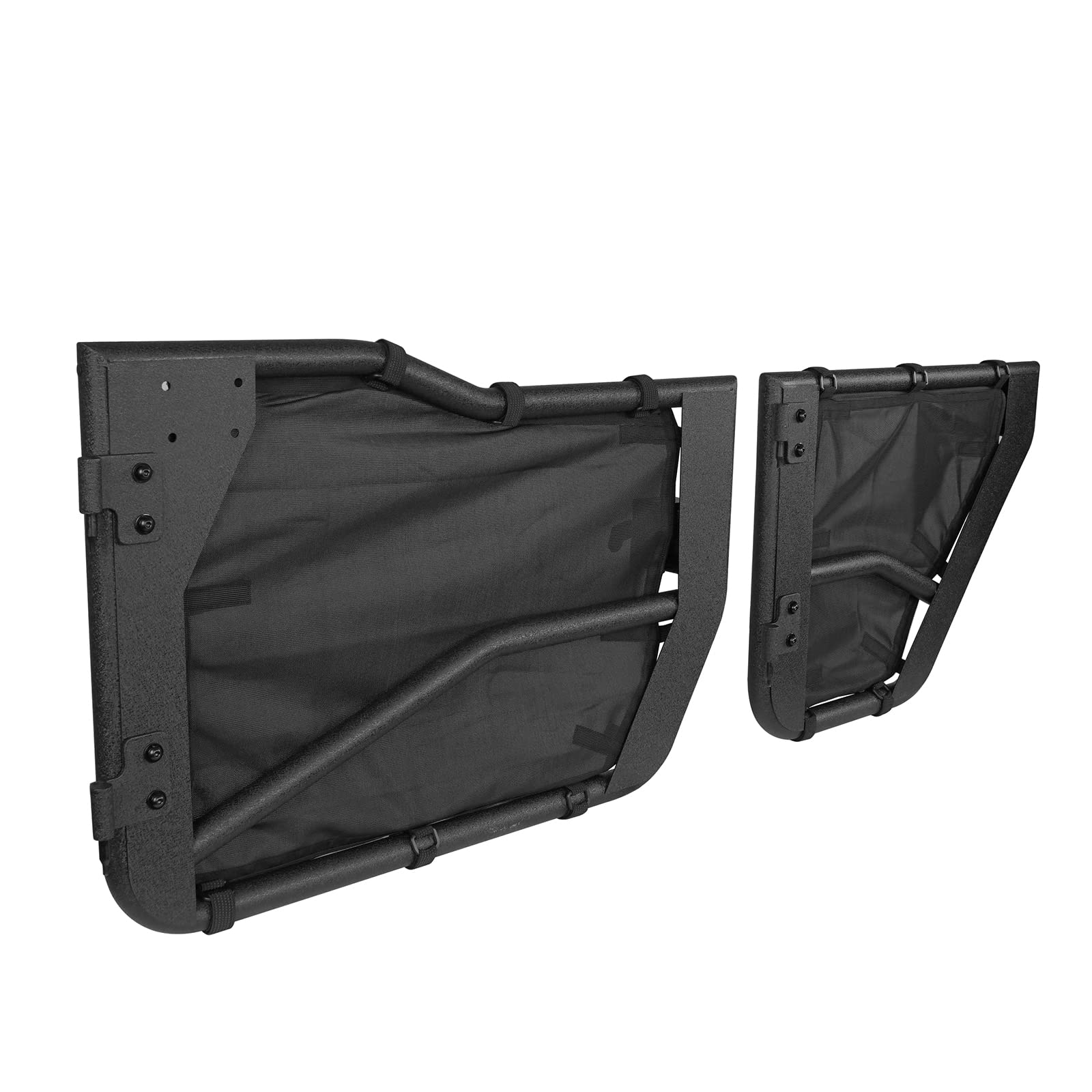 Hooke Road Wrangler JK 4-Door Tube Half Doors for 2007-2018 Jeep Wrangler JK Unlimited - Off-Road Trail Doors Set of 4 with Black Shade Skin Mesh - Perfect for Jeep Adventures, Rock Crawling & Outdoor Exploration
