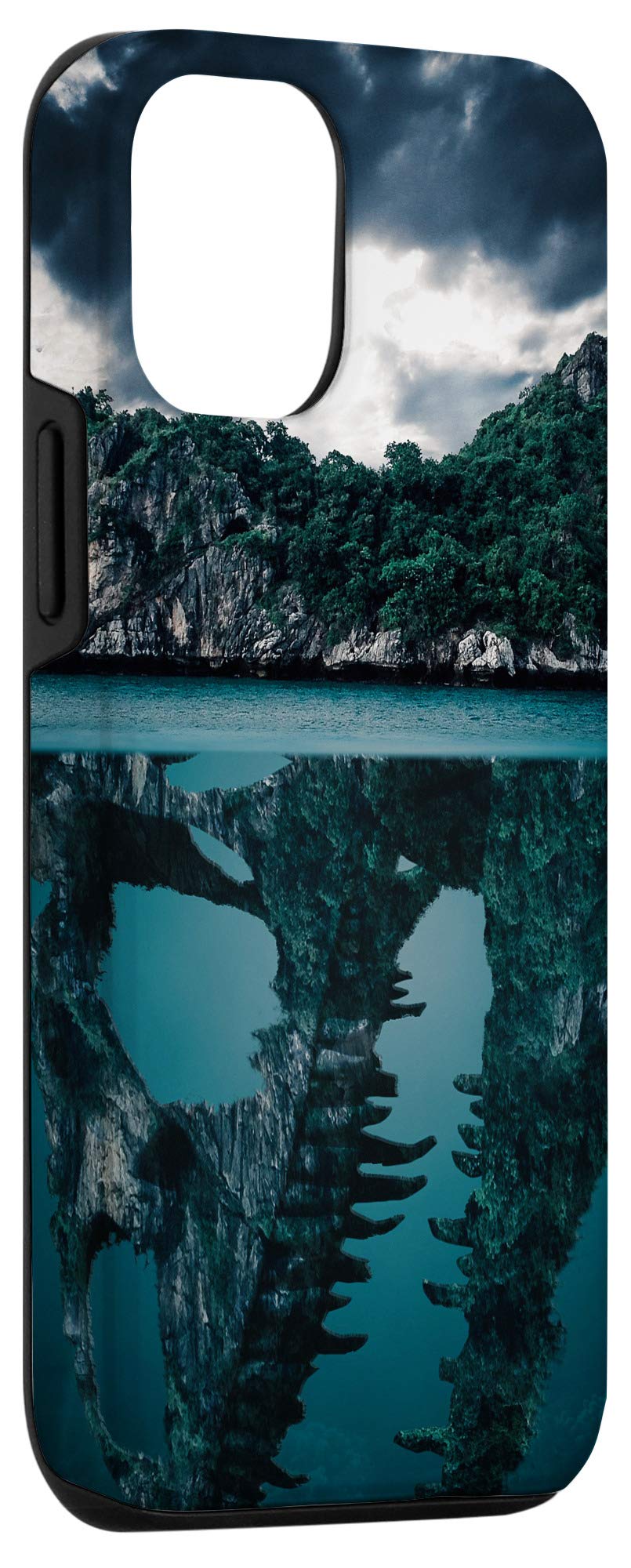 iPhone 12/12 Pro Skull Dinosaur Mystery Island Protective Phone Case - Trendy Design for Daily Use, Travel & Outdoor Adventures