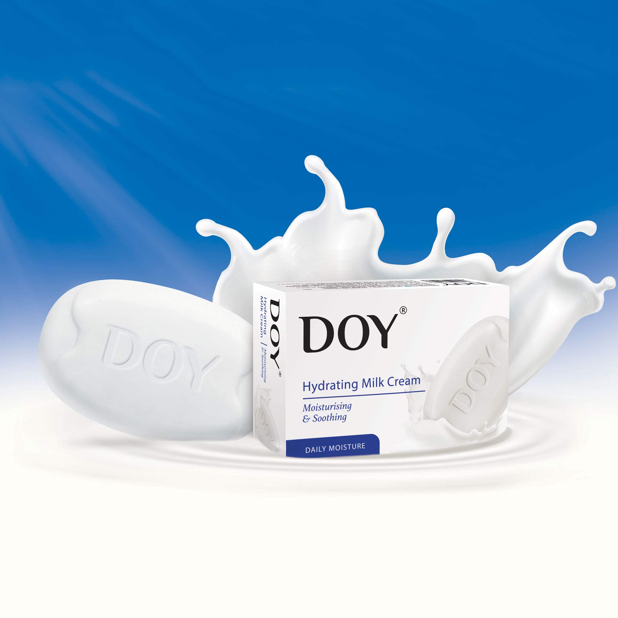Doy Hydrating Milk Cream Soap - Moisturizing & Nourishing Facial Cleanser, 125g (6 Pack) - Gentle Daily Wash for Dry & Sensitive Skin, Perfect for Morning & Night Skincare Routine