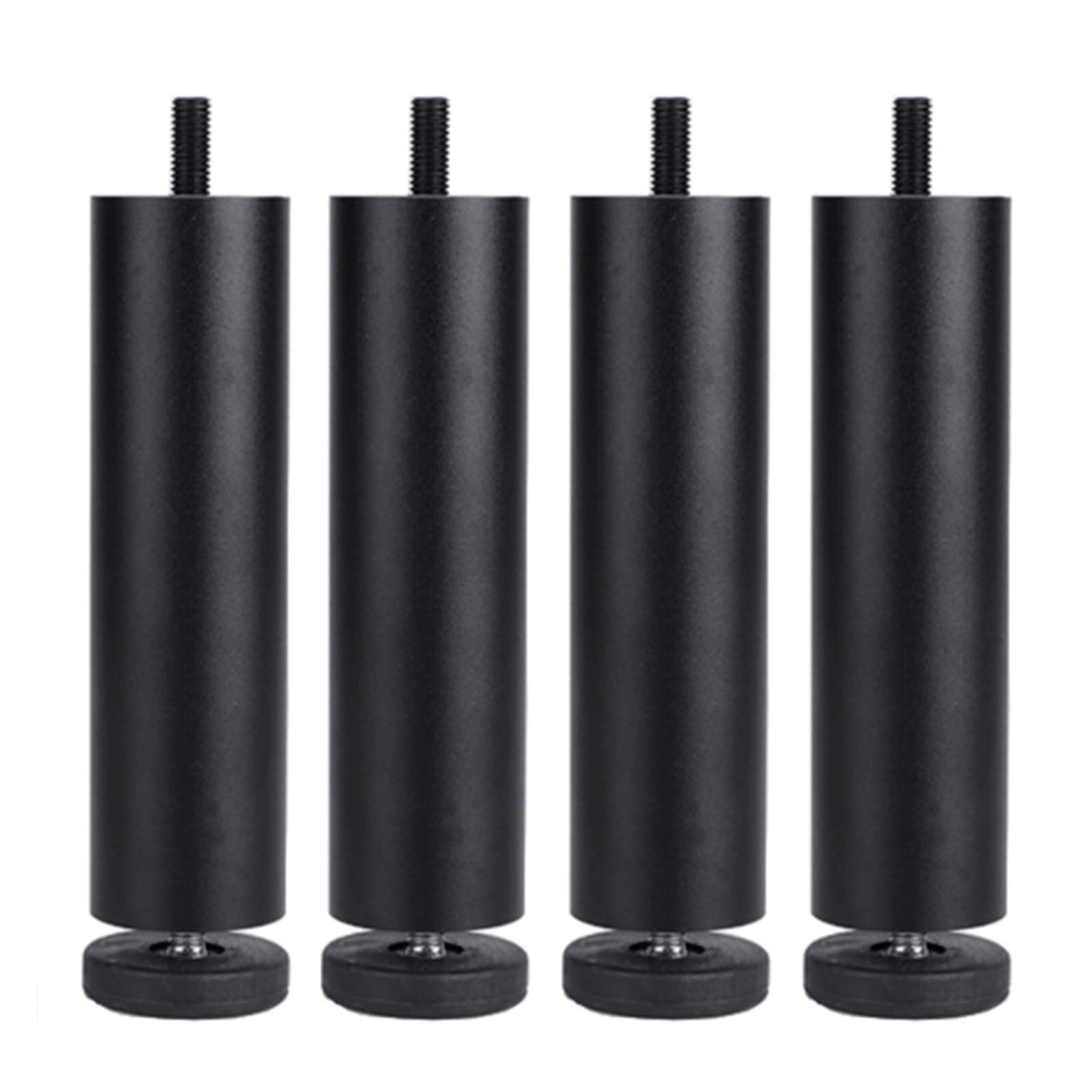 4X Adjustable Furniture Legs - M8 Aluminum Alloy Round Sofa Feet & Coffee Table Legs (Black, 6cm/2.5in) - Quiet, Stable 300kg Capacity - Perfect for Living Room, Bedroom & Bathroom Furniture