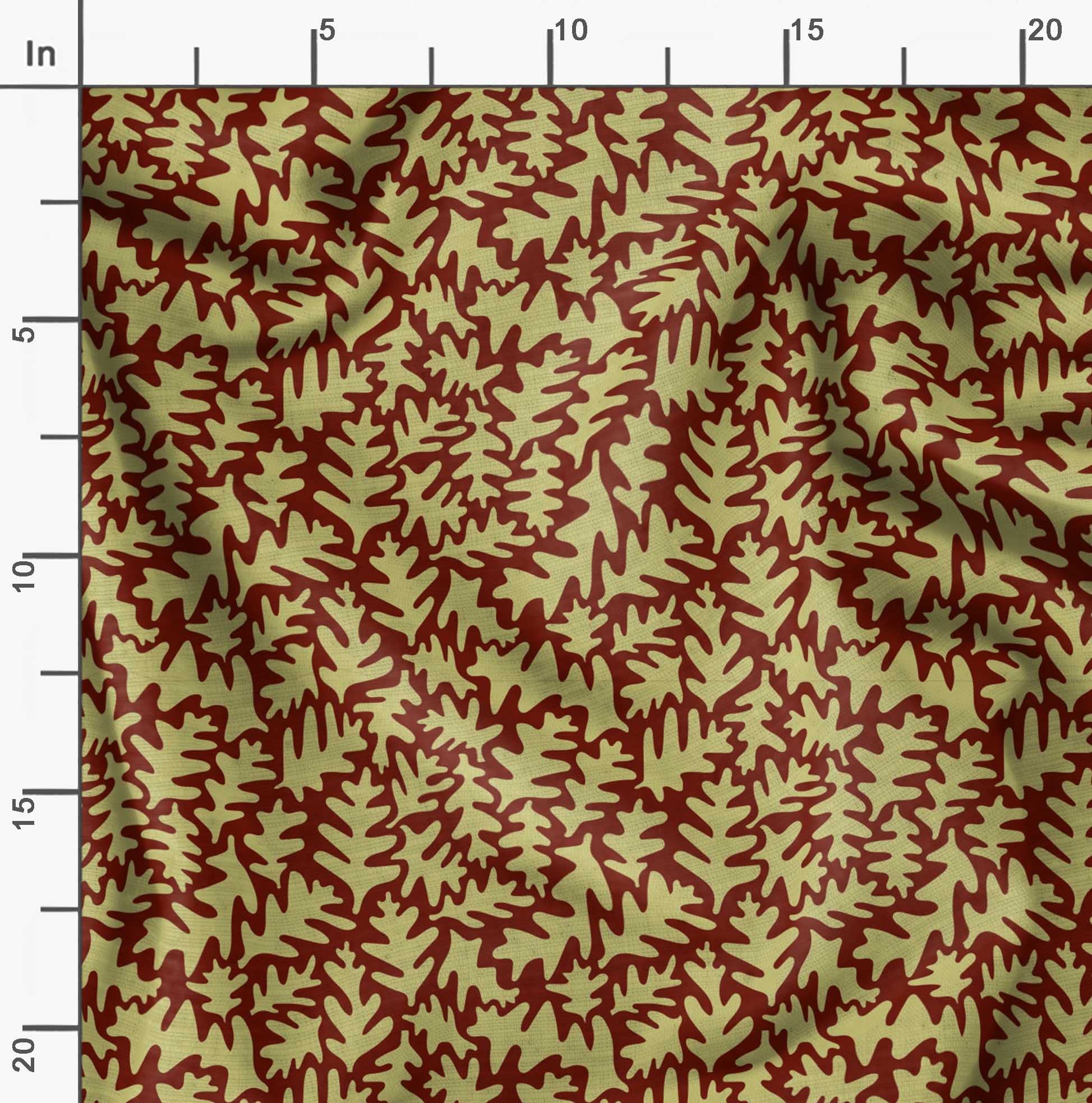 Soimoi Moss Georgette Red Fabric by The Yard - 42 Inch Wide Leaves Print Fabric for Dresses, Scarves & Home Decor | Nature-Inspired Elegant Printed Fabric for DIY Fashion & Interior Design Projects