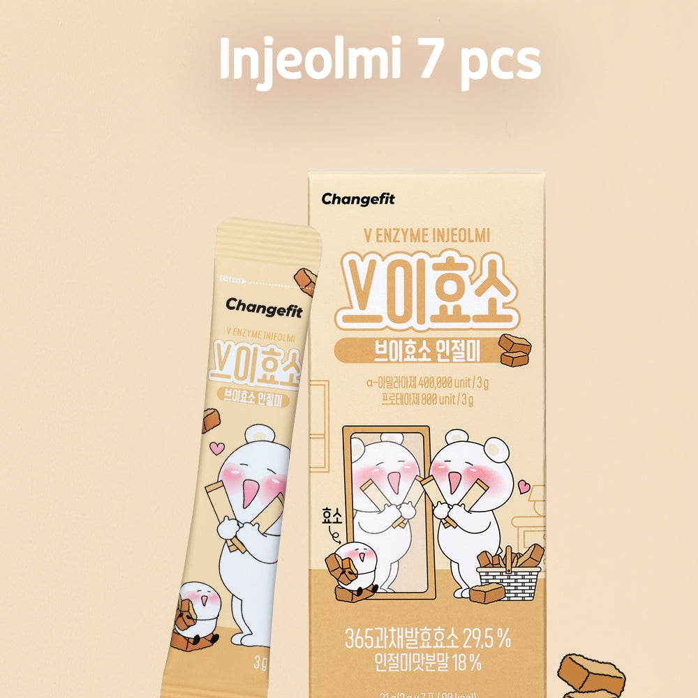 CHANGEFIT V Enzyme Injeolmi Rice Cake Supplement - 3g x 30 Sticks or 3g x 7 Sticks Pack - Korean Traditional Health Drink for Digestion & Energy Boost - Perfect for Busy Professionals & Fitness Enthusiasts
