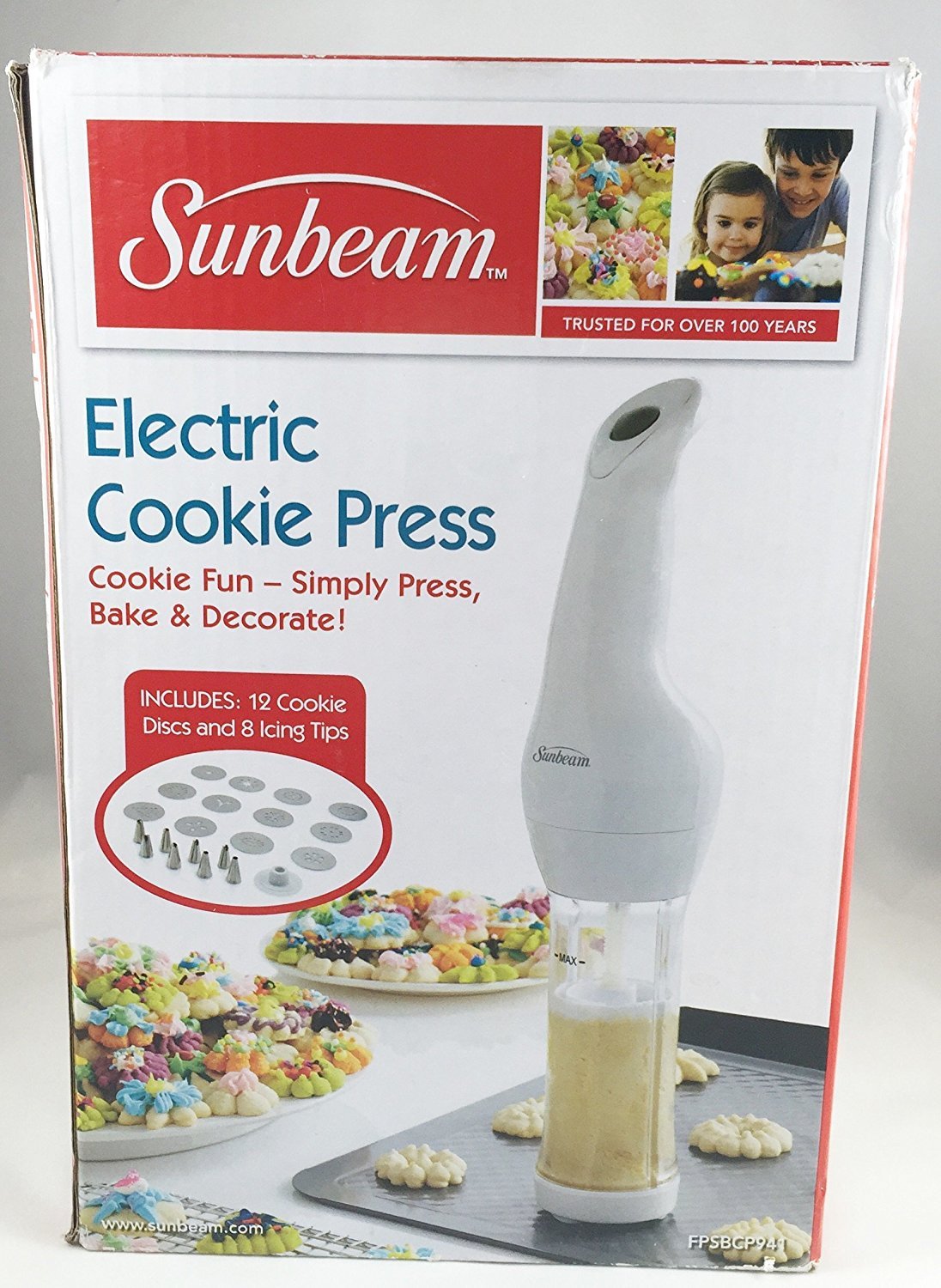 Sunbeam Electric Cookie Press - Easy-to-Use Cookie Maker for Baking Christmas, Wedding & Holiday Cookies - Perfect for Home Bakers & Professional Bakeries