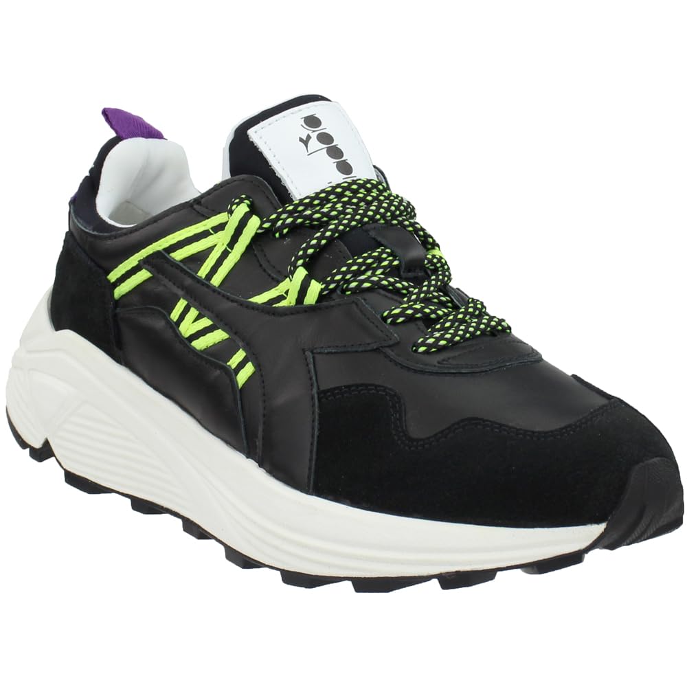Diadora Men's Rave Leather Lace-Up Sneakers - Grey Casual Shoes for Walking, Running & Everyday Wear
