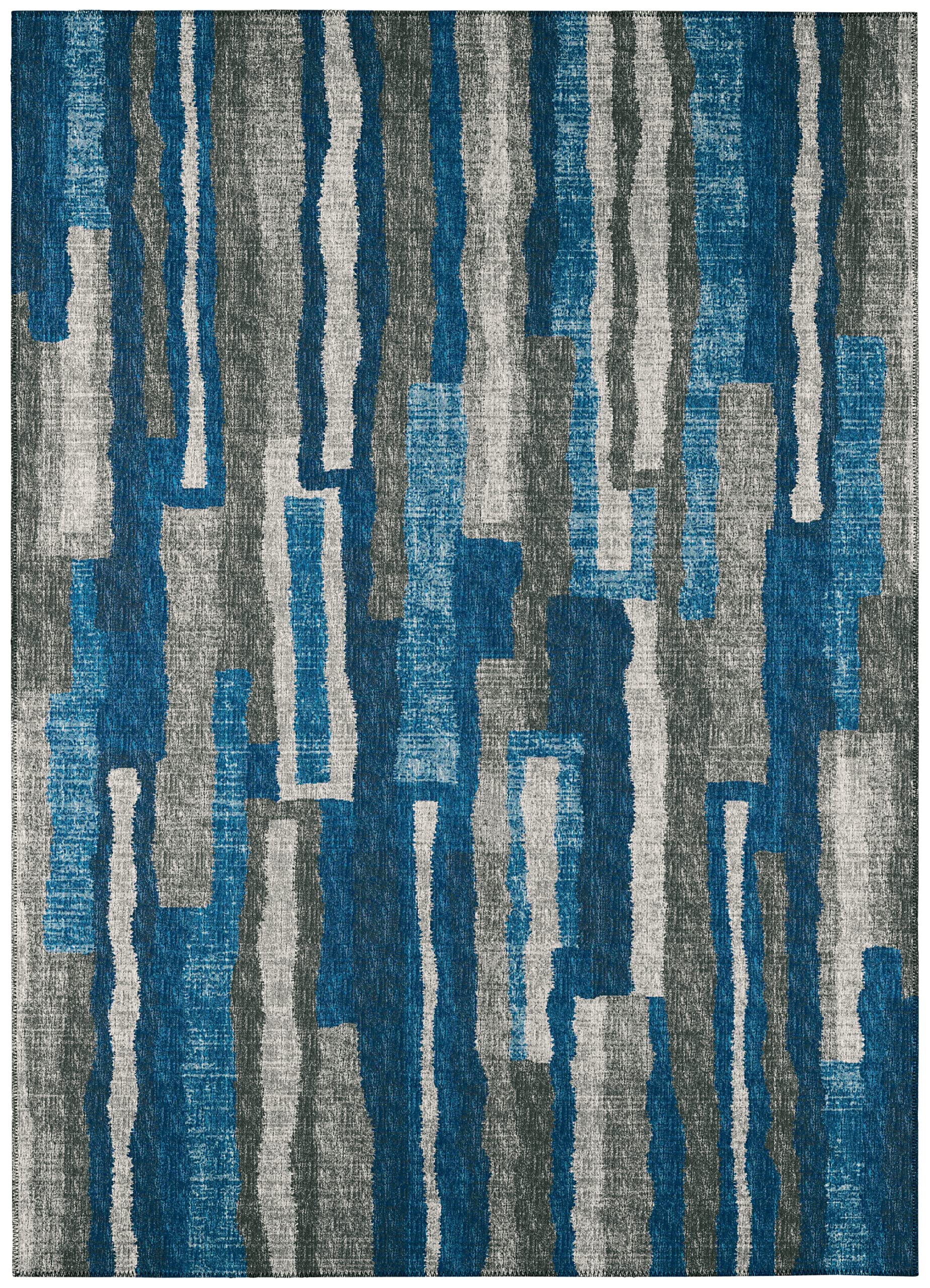 Addison Rugs Bravado ABV37 Blue Washable 8' x 10' Indoor Outdoor Area Rug - Machine Washable, Non-Shedding, Easy Clean - Perfect for Bedroom, Living Room, Dining Room, Kitchen, Entryway & Patio - Durable & Stylish Home Decor