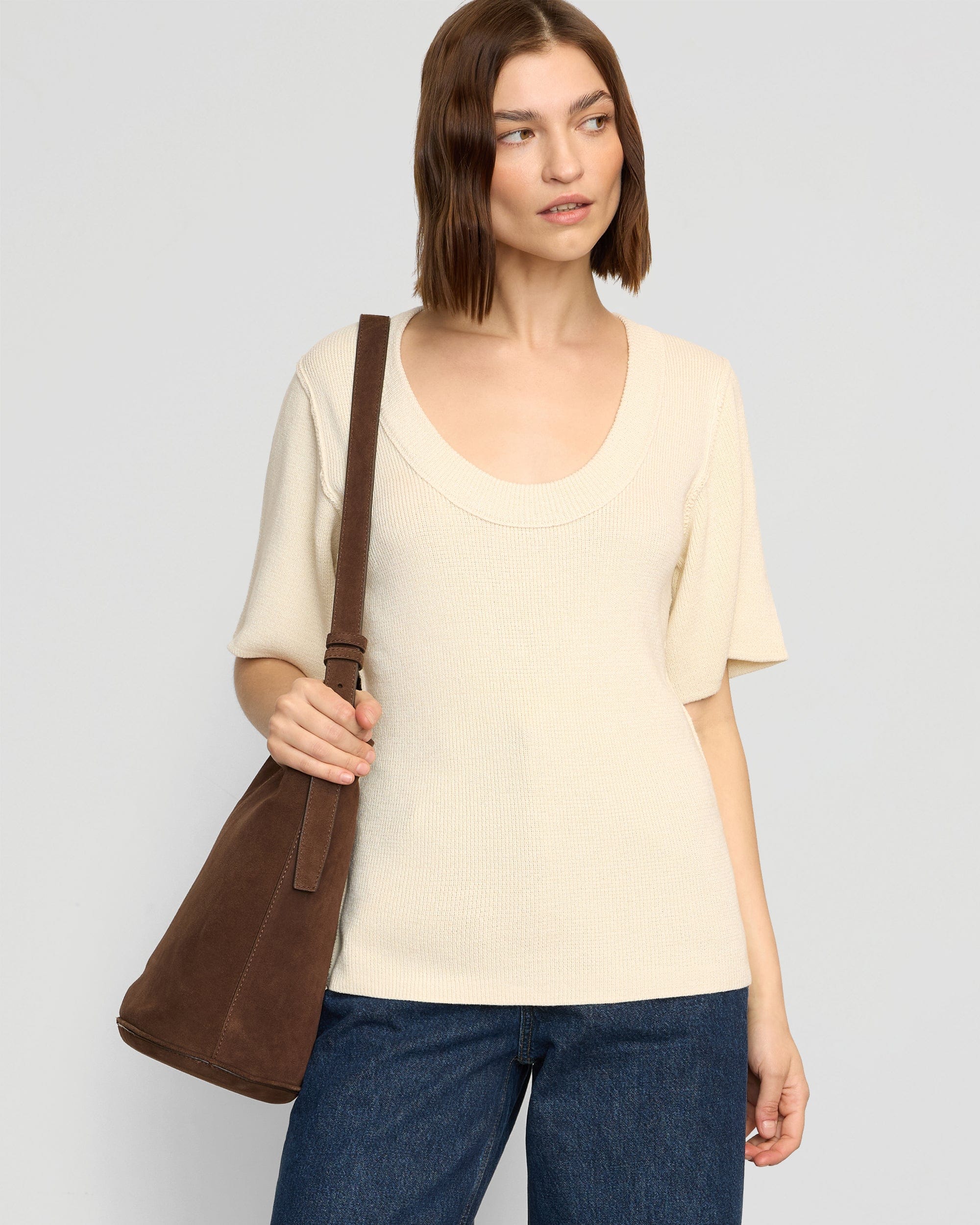 Reina Sculpted Scoop Neck Knit Top - Women's Slim Fit Stretchy Casual Shirt for Everyday Wear | Perfect for Office, Date Night & Weekend Outfits