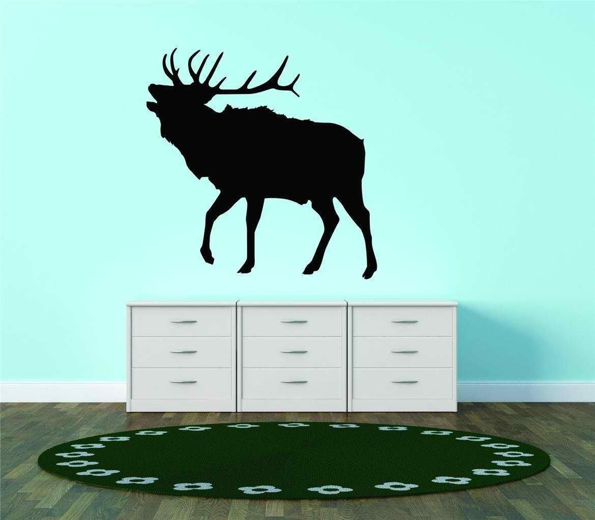 Deer Buck Elk Silhouette Vinyl Wall Decals - Peel and Stick Animal Antler Stickers for Home Decor (15x15) - Perfect for Nursery, Living Room & Cabin Wall Art