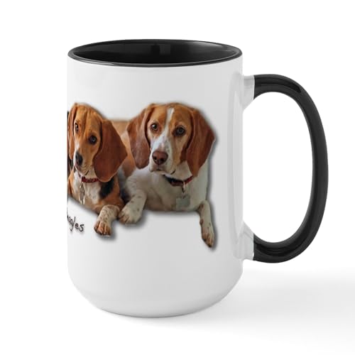 White/Black Inside - Two Beagles Large Mug