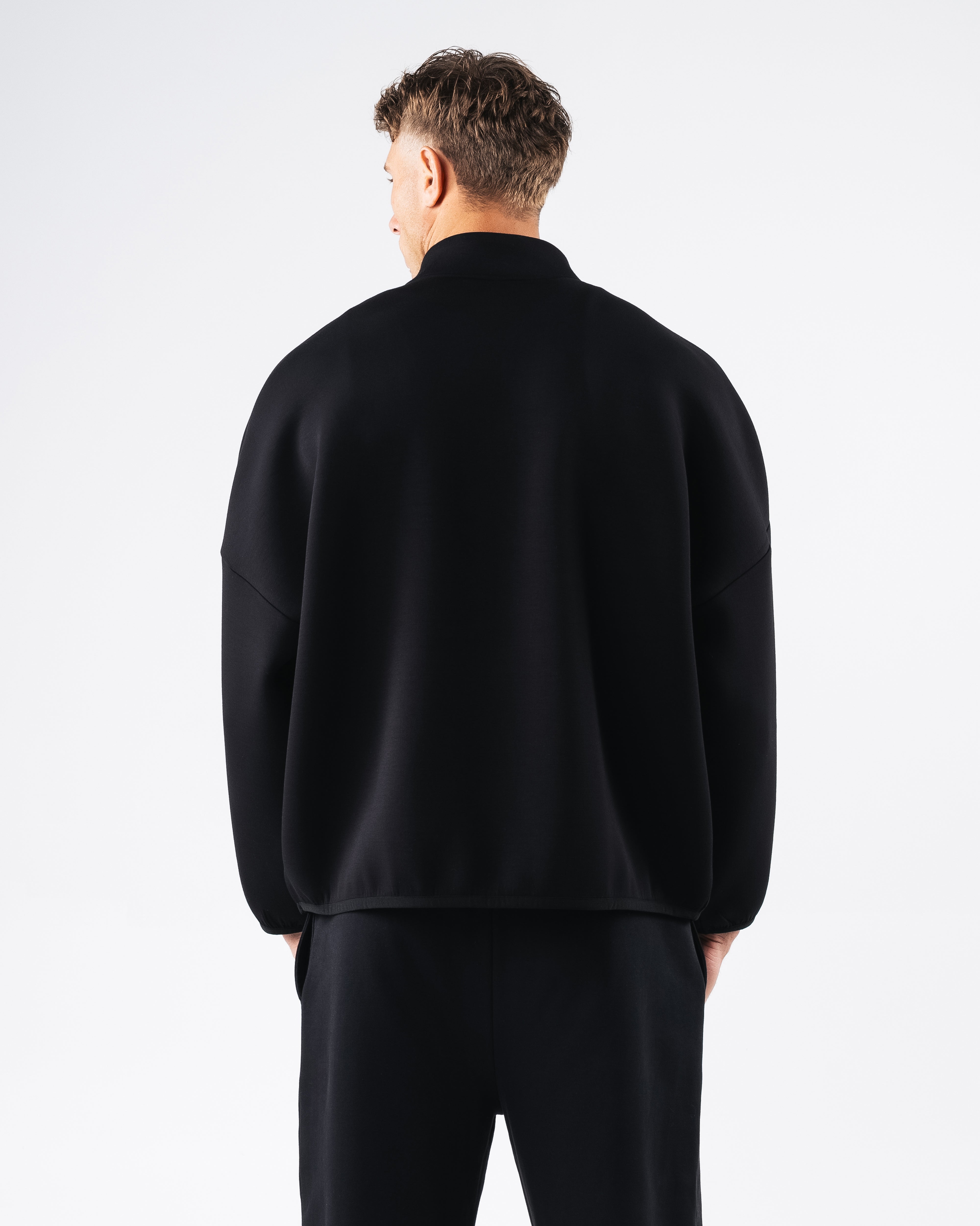 ELMTS Men's Quarter Zip Pullover Sweatshirt - Black | Lightweight Fleece Lining for Outdoor Activities & Casual Wear