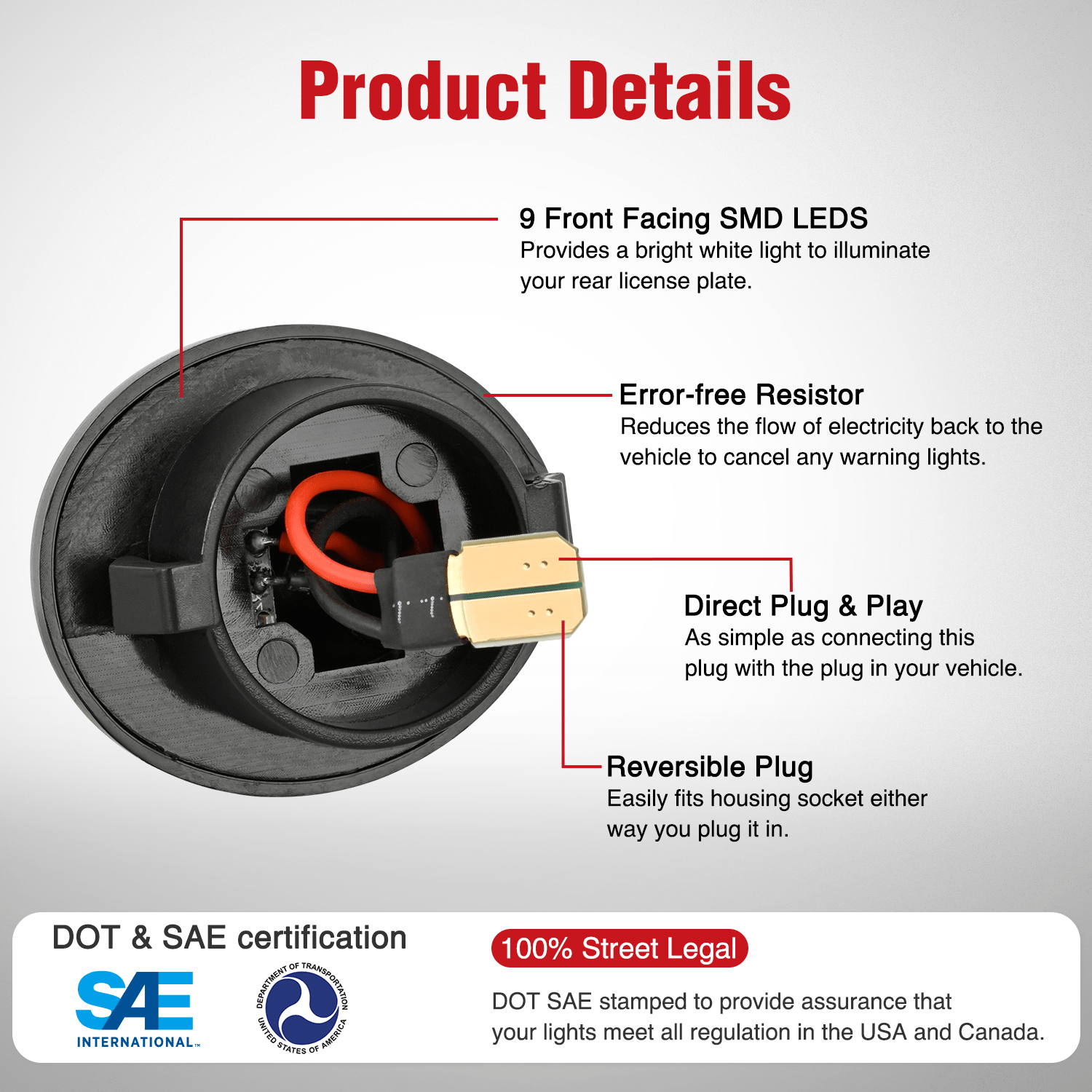 Ford F150 F250 F350 F450 F550 License Plate Light - 6000K White LED Bulbs (2PCS) - Compatible with 1990-2016 Models - Black Housing - Super Duty & Truck Lighting Upgrade - Perfect for Night Driving & Enhanced Visibility