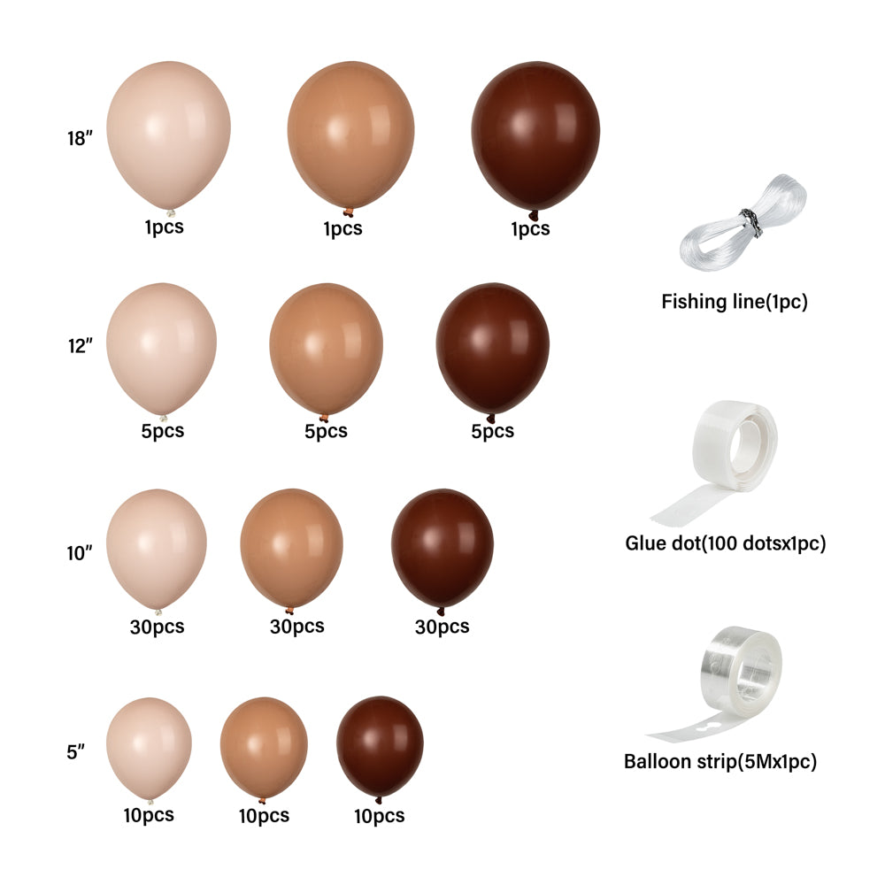 Balloonify Brown Beige White Balloon Arch Garland Kit - 141 Pieces for Party Decorations, Weddings, Baby Showers & Birthday Celebrations