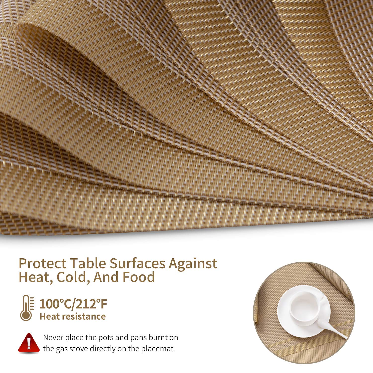 Premium SENDAY Placemats Set of 6 - Heat & Stain Resistant PVC Table Mats with Anti-Skid Backing - Durable Washable Vinyl Woven Placemats for Kitchen Dining Table - Perfect for Daily Meals, Dinner Parties & Holiday Gatherings