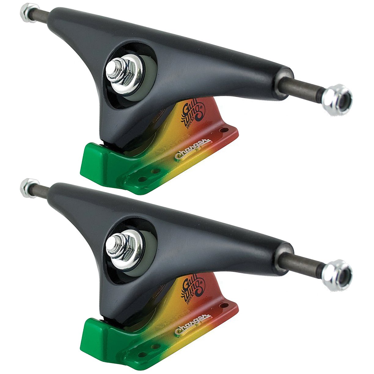 Charger 9.0 Black/Rasta Skateboard Trucks (Set of 2) - High-Performance Skateboard Axles for Street & Park Riding