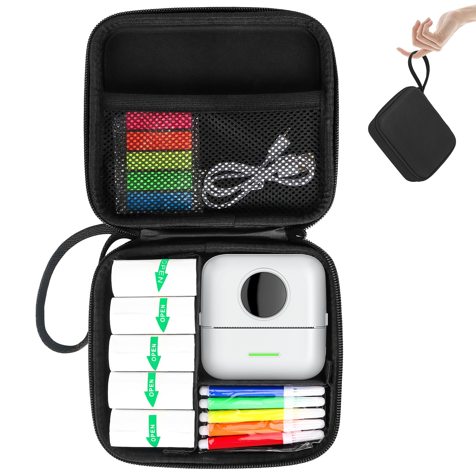 Phomemo M02/T02 & X5 Mini Sticker Printer Hard Protective Case - High Capacity Durable Storage Box for Thermal Inkless Photo Printers, Instant Cameras & Label Makers | Portable Carrying Case for Home, Office & Travel Use