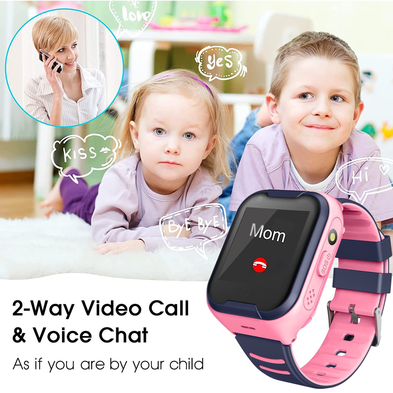 4G GPS Kids Smart Watch - Waterproof Touch Screen Smartwatch with GPS Tracker, Video Call, Camera, SOS Alarm & Pedometer - Real-Time Location Tracking for Boys & Girls - Perfect Gift for Birthday & Outdoor Activities (Pink)