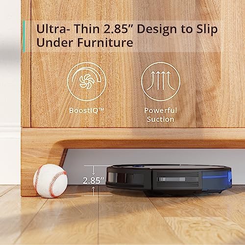 eufy Boost IQ RoboVac 11S Slim Robot Vacuum - 1300Pa Powerful Suction, Ultra Quiet, Self-Charging Robotic Cleaner for Hard Floors & Medium-Pile Carpets (Black, Renewed) | Perfect for Pet Hair, Dust & Daily Home Cleaning