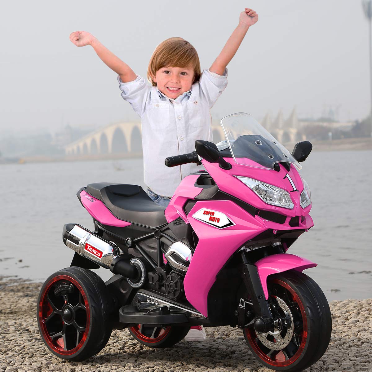 12V Kids Electric Motorcycle - 1.8-3.2 MPH Speed, LED Light-Up Wheels, 8-12 Hour Charge Time, Pink Ride-On Toy | Perfect for Birthday Gifts, Outdoor Play & Learning to Ride for Toddlers Ages 3-6