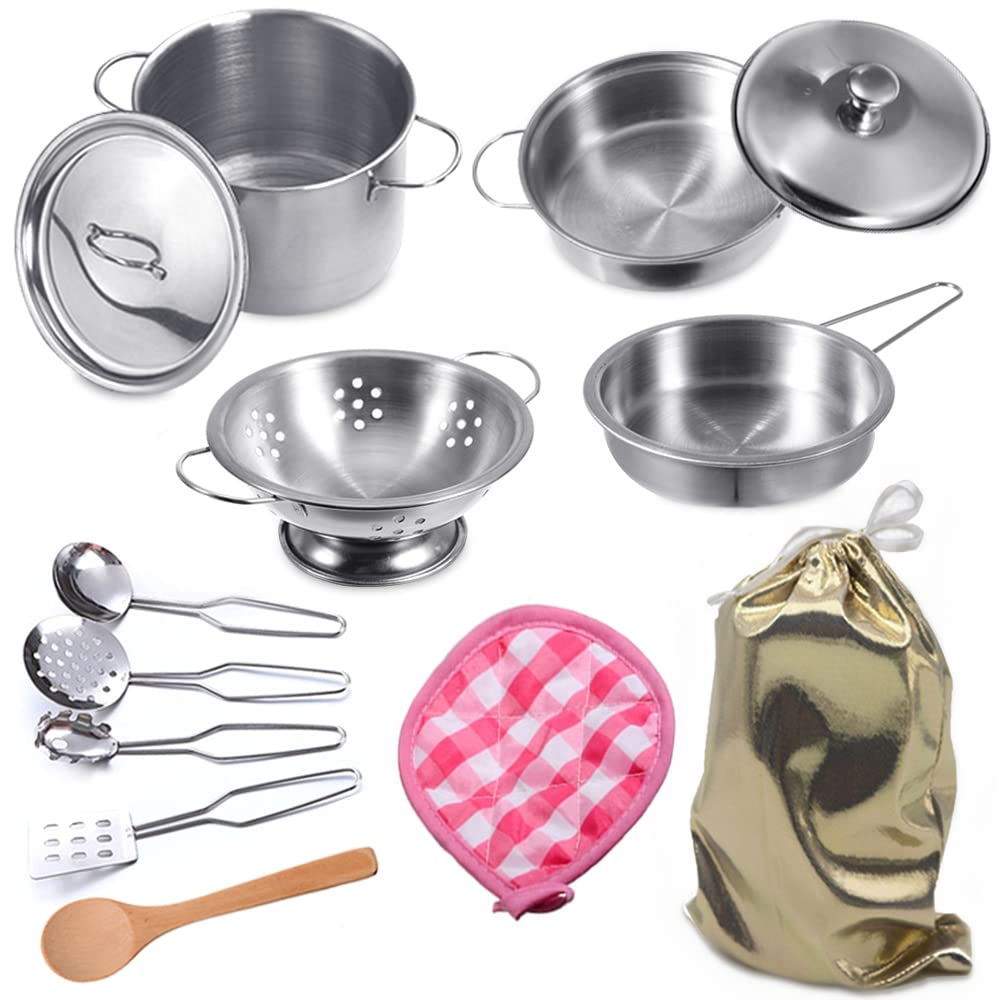 **Stainless Steel Kids Kitchen Playset - Pretend Cookware & Cooking Utensils Toy Set for Boys & Girls - Perfect for Pretend Play, Role-Playing & Early Learning**    *(Use for imaginative play, kitchen role-play, early childhood development, and fun family bonding time!)*