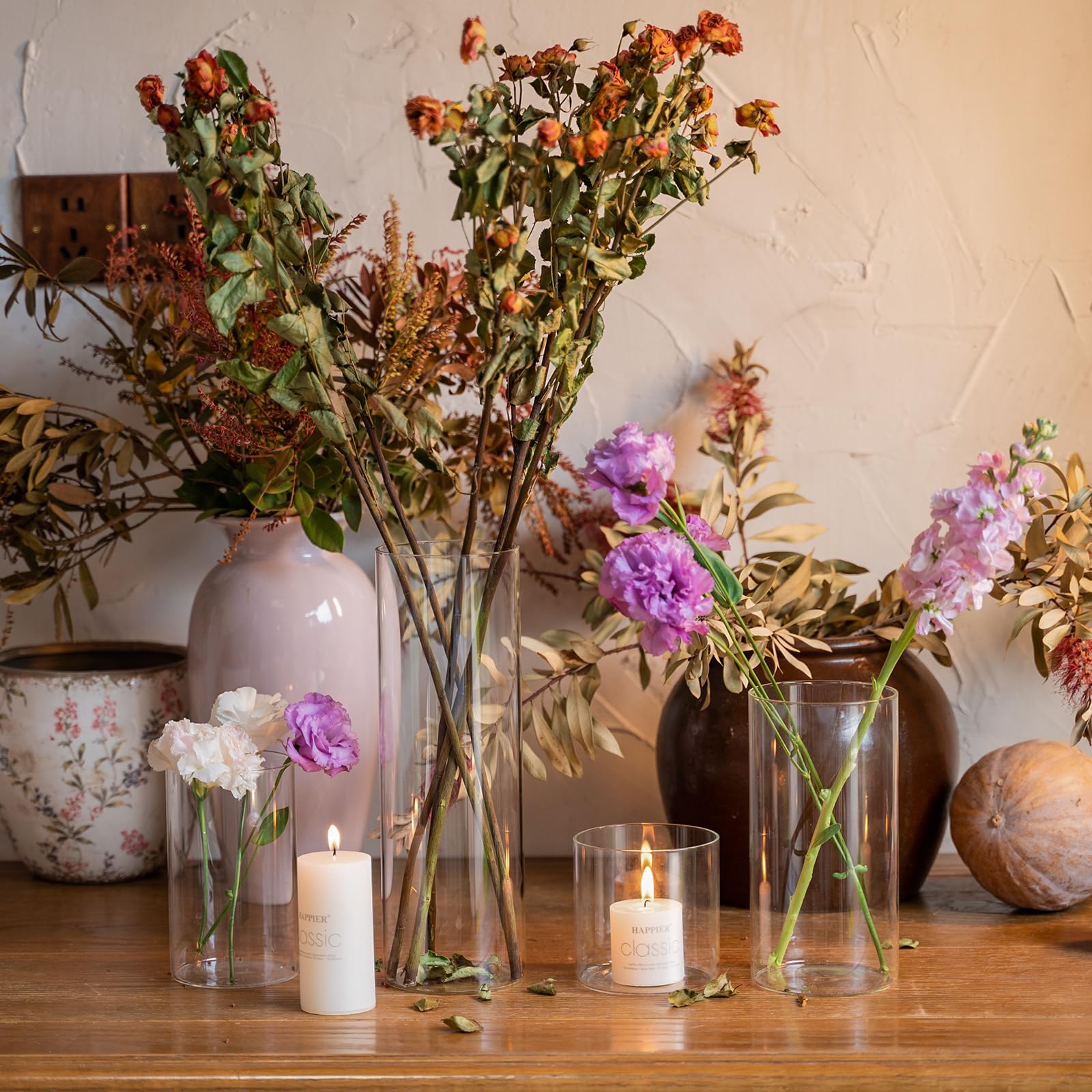 12Pcs Glass Cylinder Vases for Wedding Centerpieces - 6 Inch Tall Clear Flower Vases for Table Decor, Bulk Hurricane Candle Holders, Party & Home Decor - Perfect for Weddings, Events, and Shelf Displays