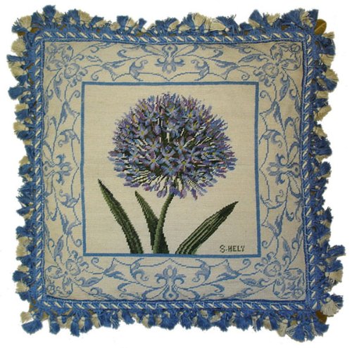 Deluxe Blue Needlepoint Pillow 18x18 Inch - Elegant Home Decor for Living Room, Bedroom & Sofa