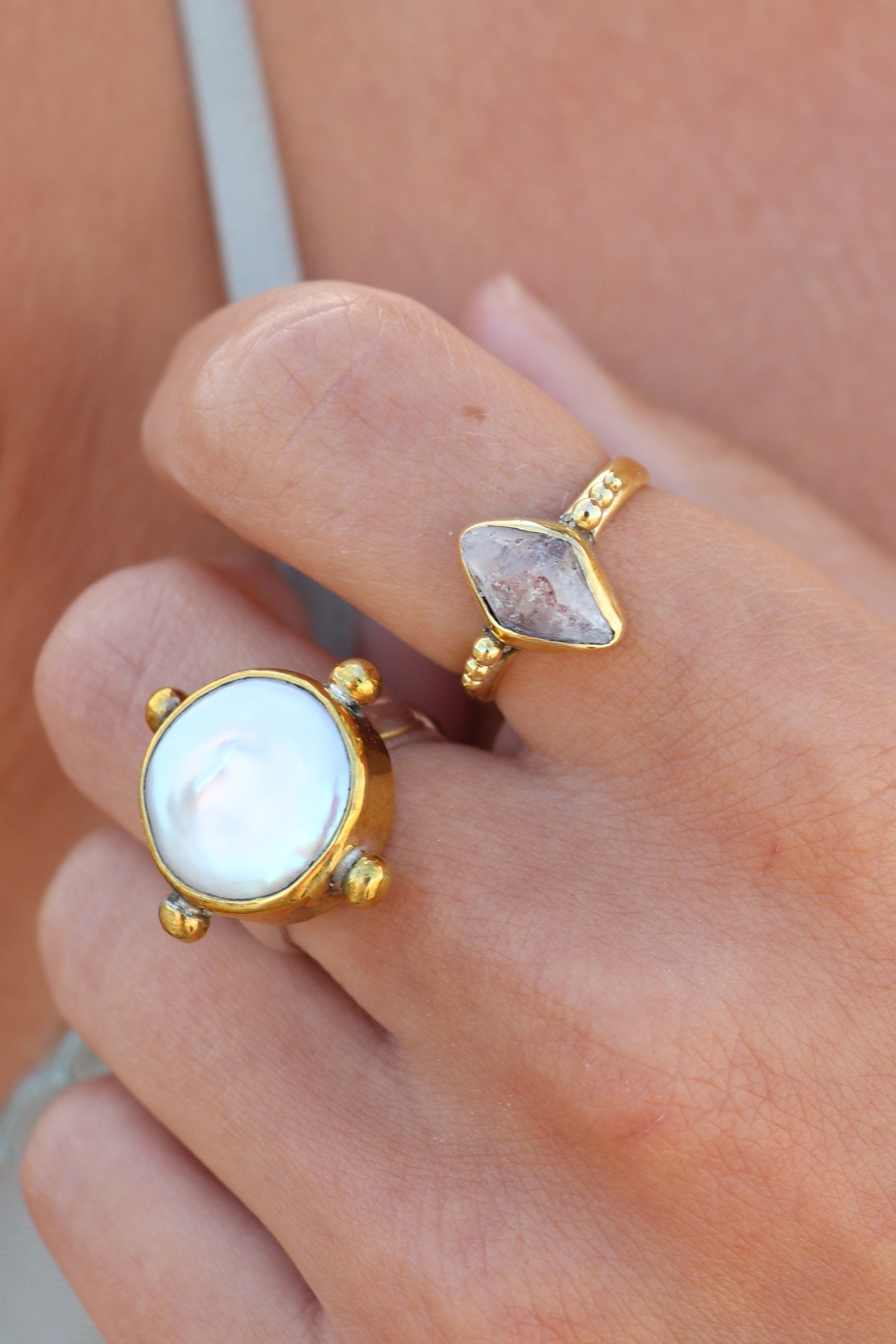 Natural Herkimer Diamond 14K Gold Ring for Women - Elegant Jewelry Gift for Birthday, Anniversary & Special Occasions
