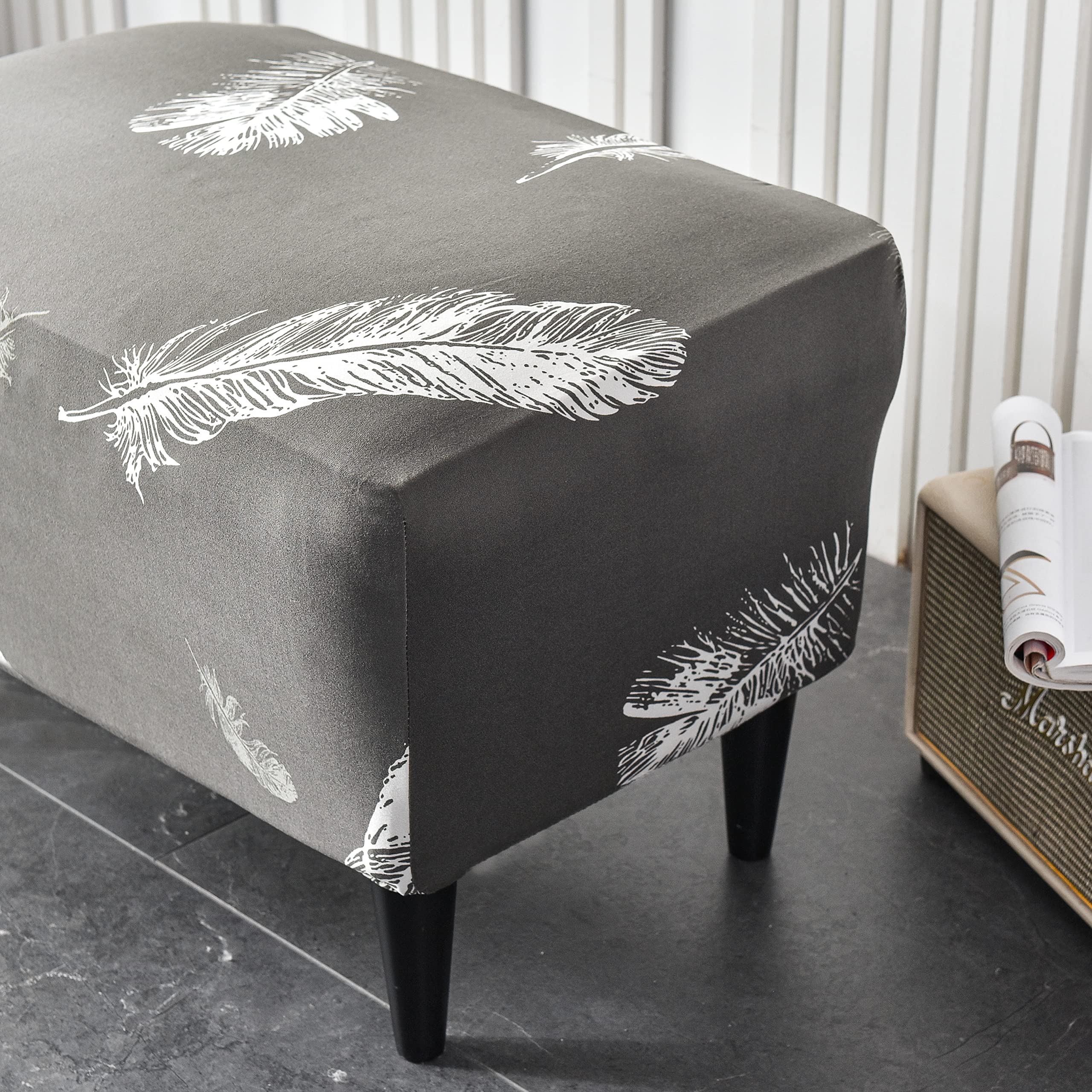 CRFATOP X-Large Printed Ottoman Chair Cover - Stretchable Rectangle Storage Stool Slipcover with Elastic Bottom for Footrest, Sofa & Furniture Protection (21