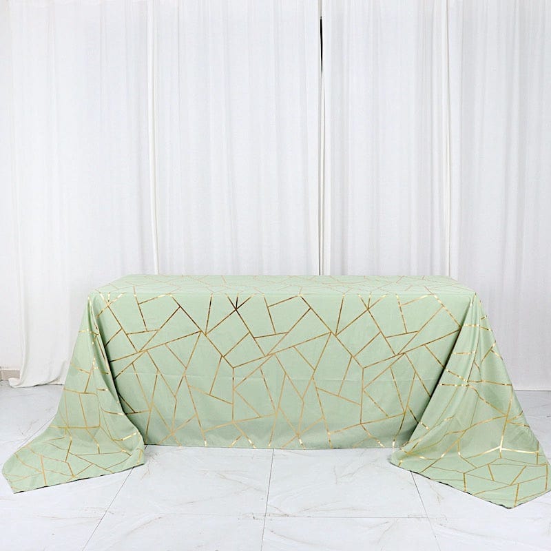 90x156 Inch Polyester Rectangular Tablecloth with Metallic Geometric Pattern - Elegant Dining Table Cover for Weddings, Parties & Home Decor