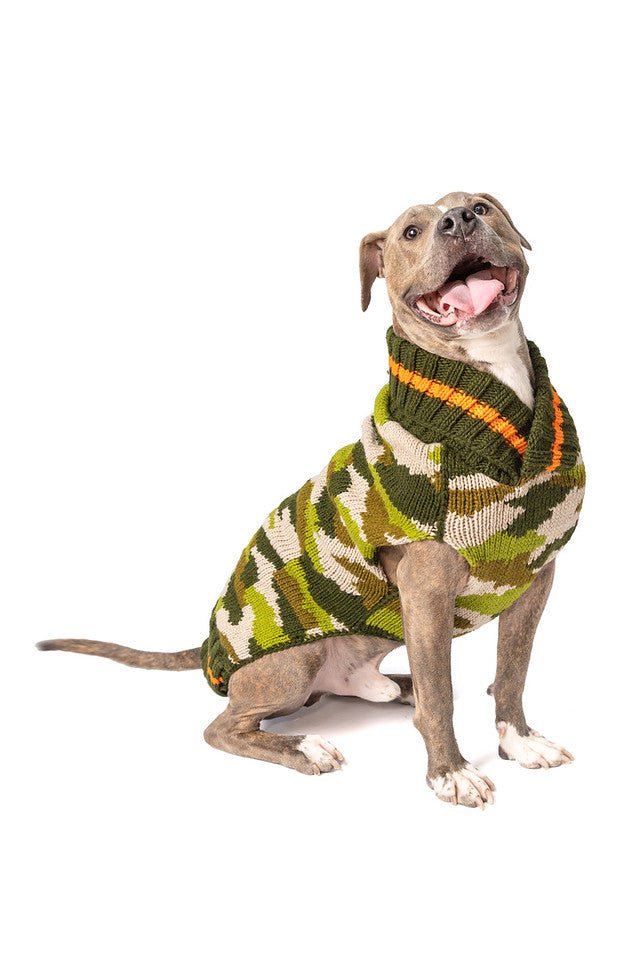 Camo Dog Sweater for Small Medium Large Dogs - Warm Camouflage Pet Hoodie for Outdoor Adventures & Winter Walks