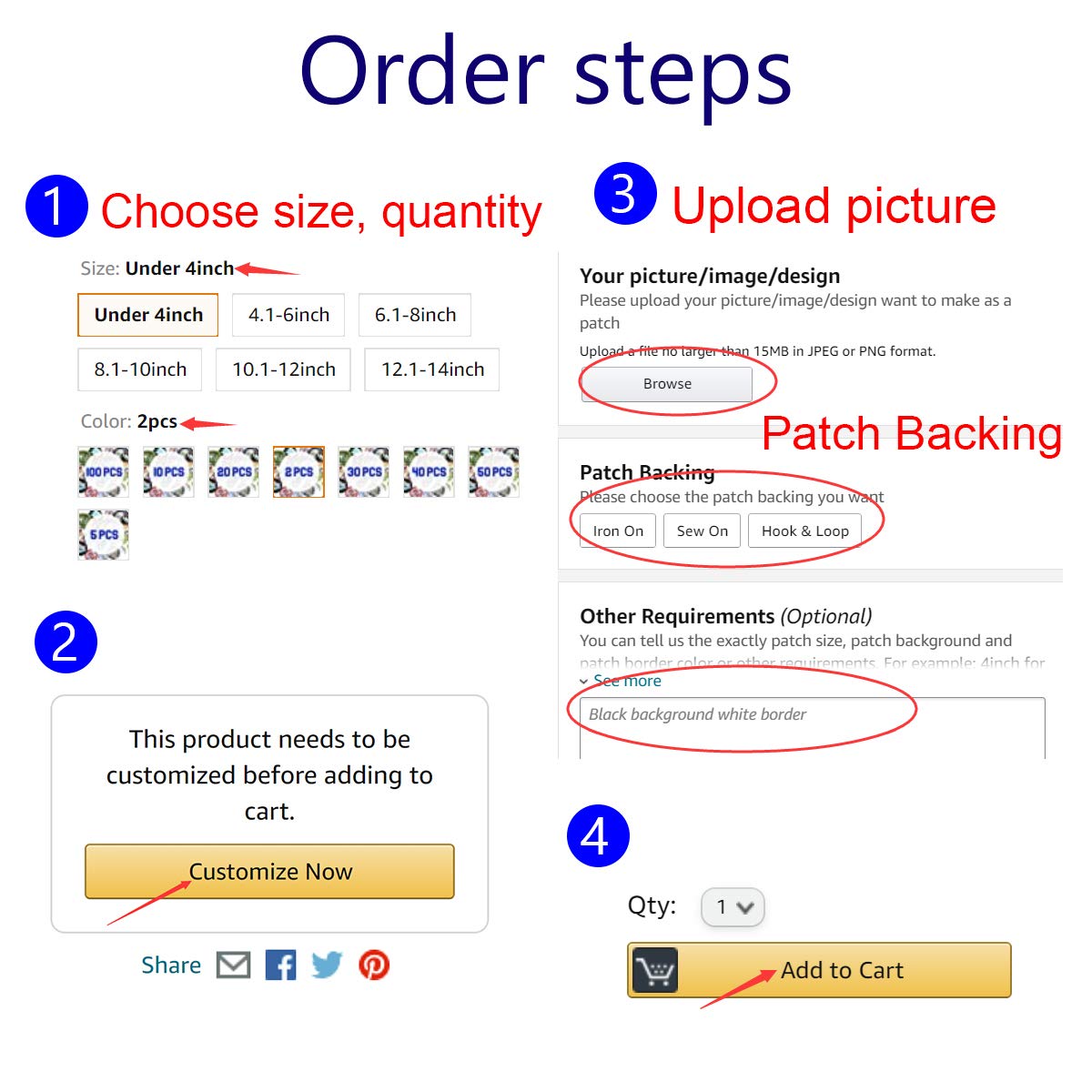 Custom Embroidered Patches for Hats, Caps, Bags & Clothes - Personalized Iron On/Sew On Patches with Hook & Loop Fastener - Perfect for Military Uniforms, Tactical Gear, Backpacks & Fashion DIY Projects