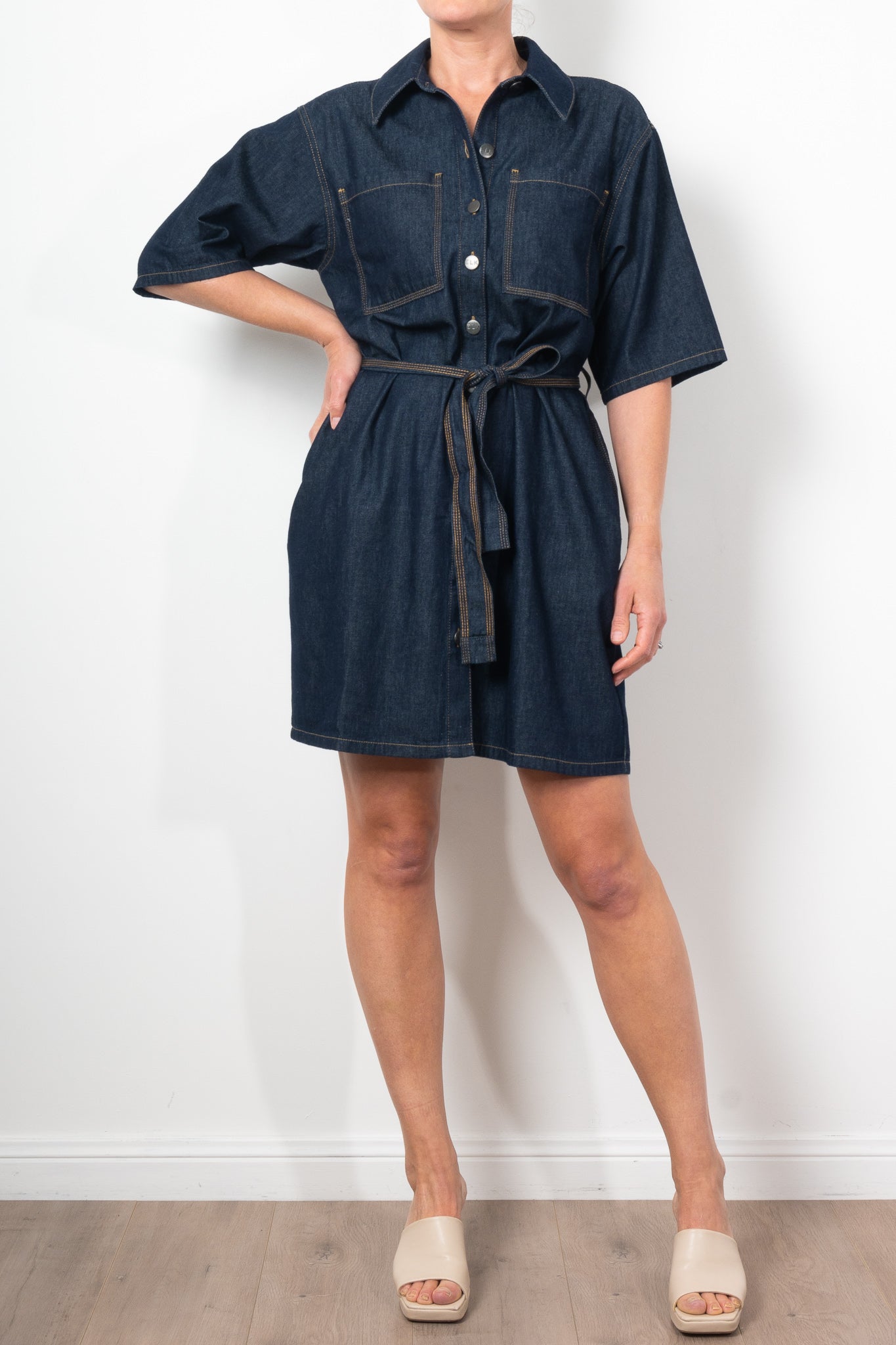 ELK Denim Pocket Dress for Women - Stylish Casual & Workwear - Perfect for Office, Date Night & Everyday Outfits