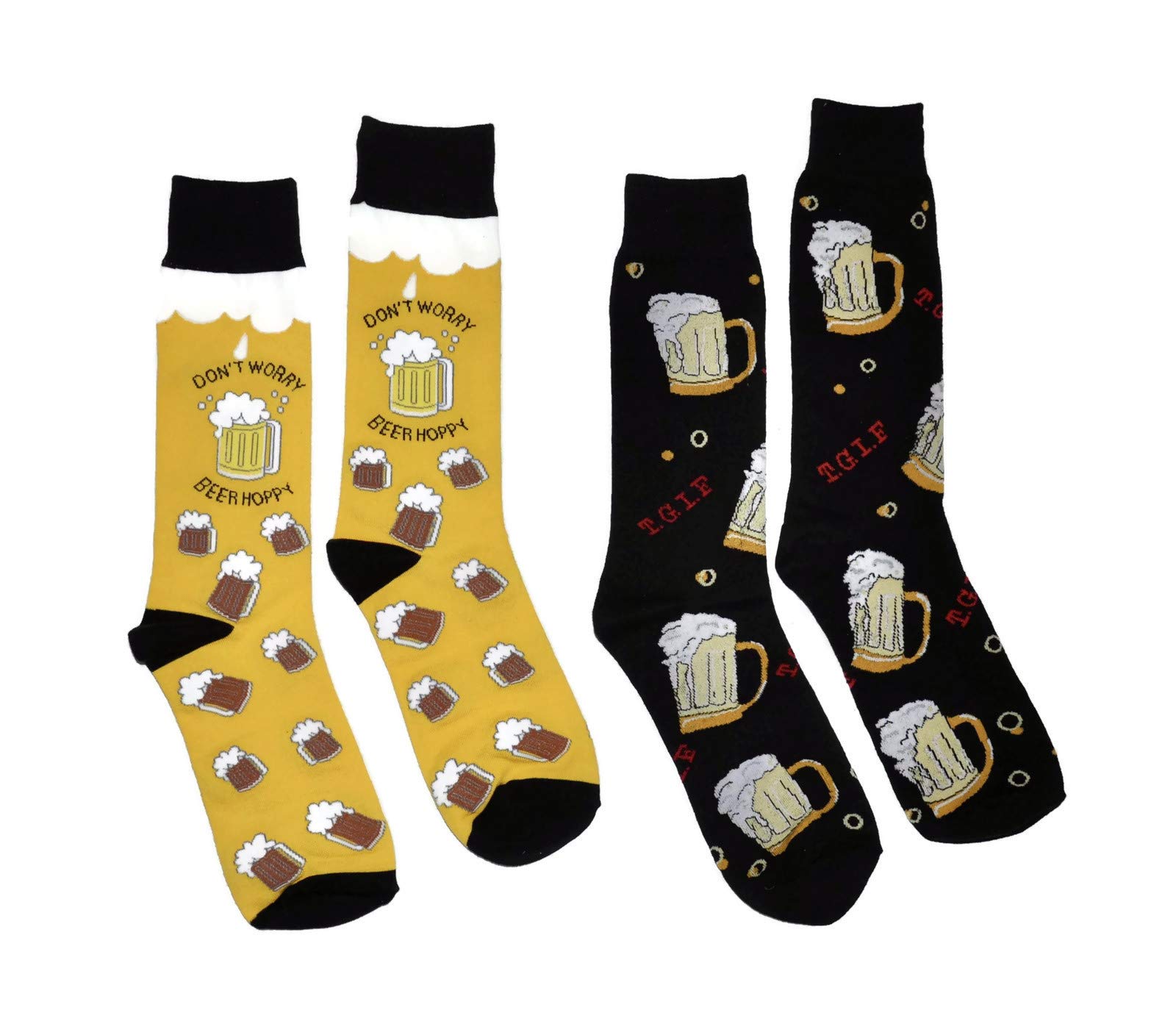 Fun Novelty Crew Socks for Men - 2 Pairs Pack - Perfect for Gifts, Parties & Casual Wear