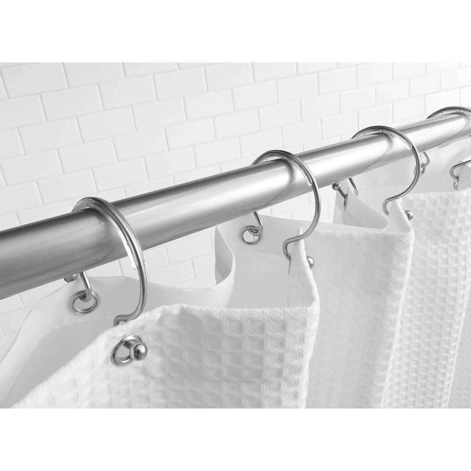 12 Pack Metal Shower Curtain Hooks - Rust-Resistant Bathroom Accessories for Shower, Bathtub, and Spa Decor