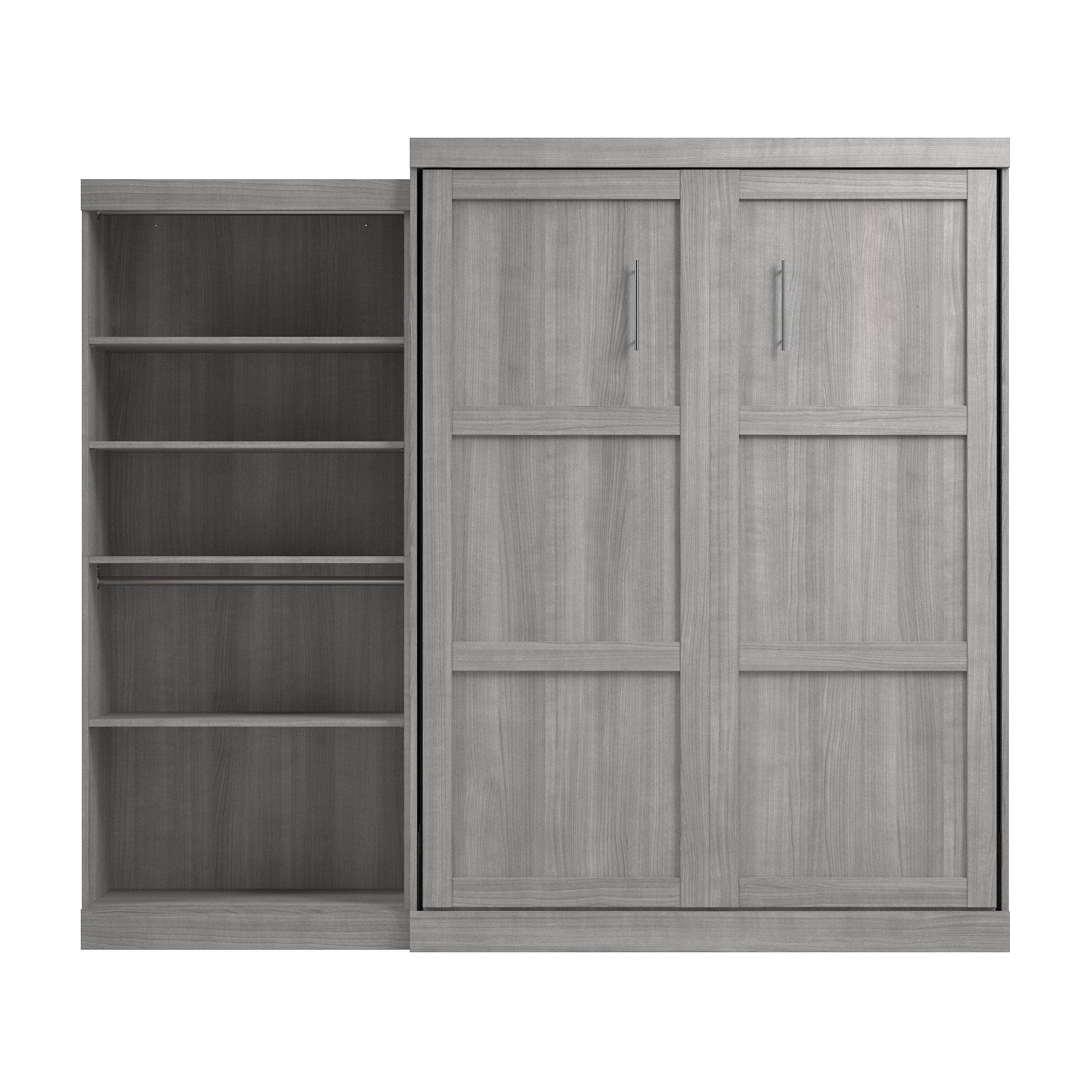 Pur Queen Murphy Wall Bed with Closet Organizer (101W) - 7 Color Options | Space-Saving Wall Bed for Small Apartments, Guest Rooms & Home Offices