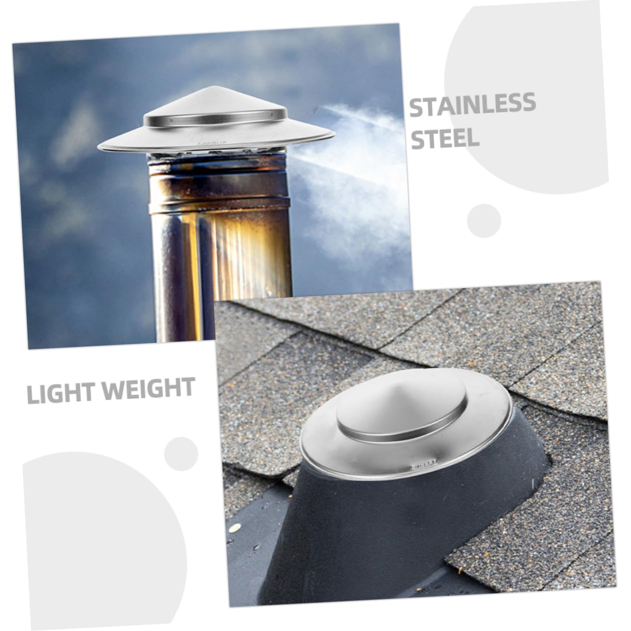 GRIRIW 2-Pack Chimney Funnel Cover Replacement - Weatherproof Roof Chimney Cap for Rain & Snow Protection - Durable Vent Cover for Home, RV & Outdoor Use - Perfect for Winter Storm Prep & Year-Round Ventilation