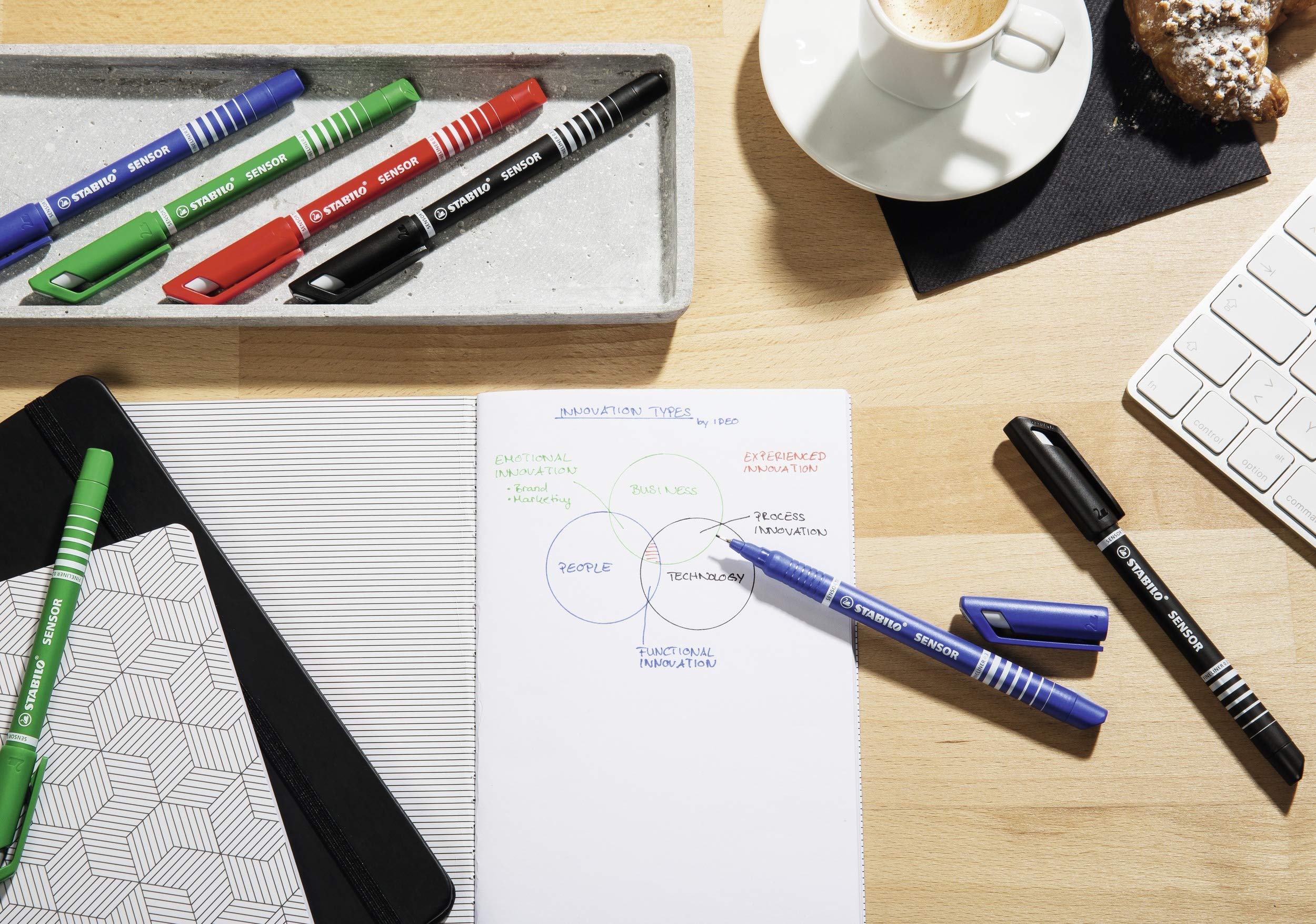 STABILO Sensor Fineliner Pen - Fine Point Red Ink (189/40) - Perfect for Journaling, Note Taking & Art Projects