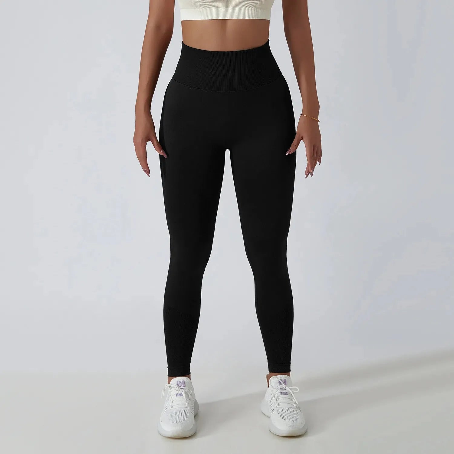 High Waist Solid Color Ribbed Seamless Yoga Pants - Women's Gym Leggings for Fitness, Running & Tummy Control - Perfect for Workouts, Yoga & Everyday Wear