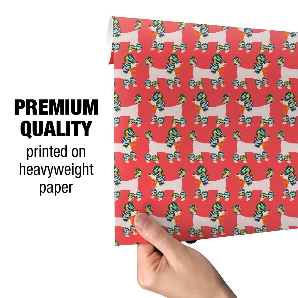 Christmas Poodles Gift Wrap Wrapping Paper Rolls - Festive Holiday Wrapping for Presents, Gifts, and Party Decorations | GRAPHICS & MORE