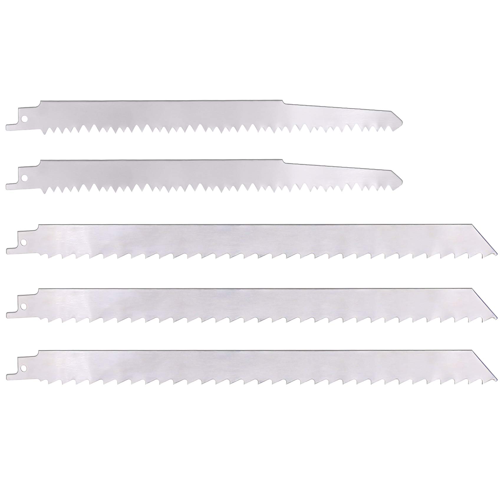 5 Pack Stainless Steel Reciprocating Saw Blades - Heavy Duty for Cutting Frozen Meat, Bone, Beef, Turkey & Wood Pruning - Ideal for Butchers, Hunters & DIY Woodworking Projects