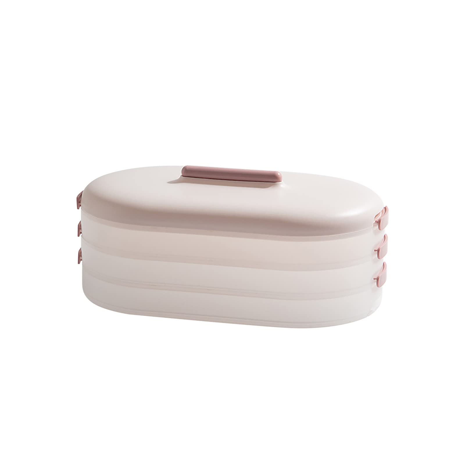 Shiusina 3-Layer Airtight Food Storage Containers Set - BPA-Free Plastic Meal Prep Containers for Freezer, Fridge & Pantry Organization - Reusable Kitchen Storage Box for Leftovers, Dumplings, Snacks (Pink, 1-Pack) | Perfect for Meal Prep, Freezing Dumplings & Food Preservation