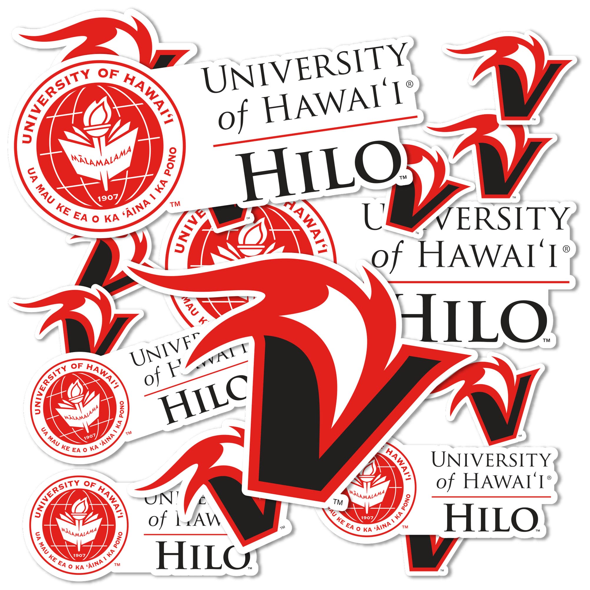 University of Hawaii at Hilo Vinyl Decal Sticker - Waterproof Laptop, Water Bottle, Car, Scrapbook Decor (Type 1 Sheet) - Perfect for College Pride, School Spirit & Personalizing Your Belongings