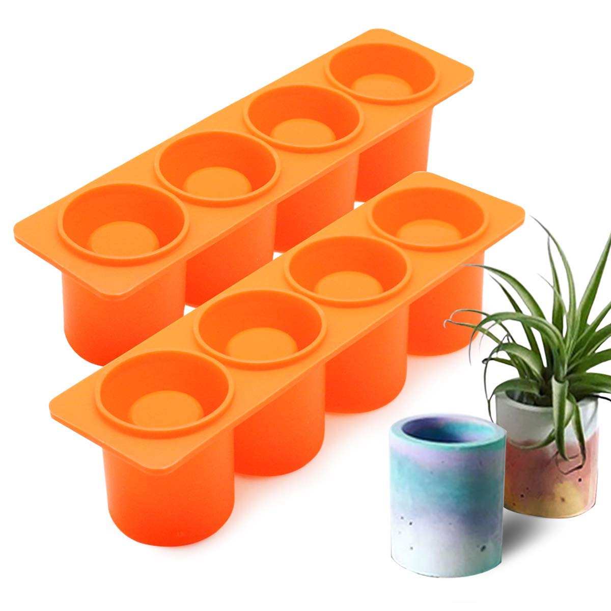2Pcs Concrete Cement Molds for Succulent Plants, Flower Pots, Plaster Crafts, Ice Shot Glasses, Tea Light Candle Holders & Pen Holders - DIY Resin Epoxy Casting Molds (Random Colors) | Perfect for Home Decor, Wedding Centerpieces, and Handmade Gift Making
