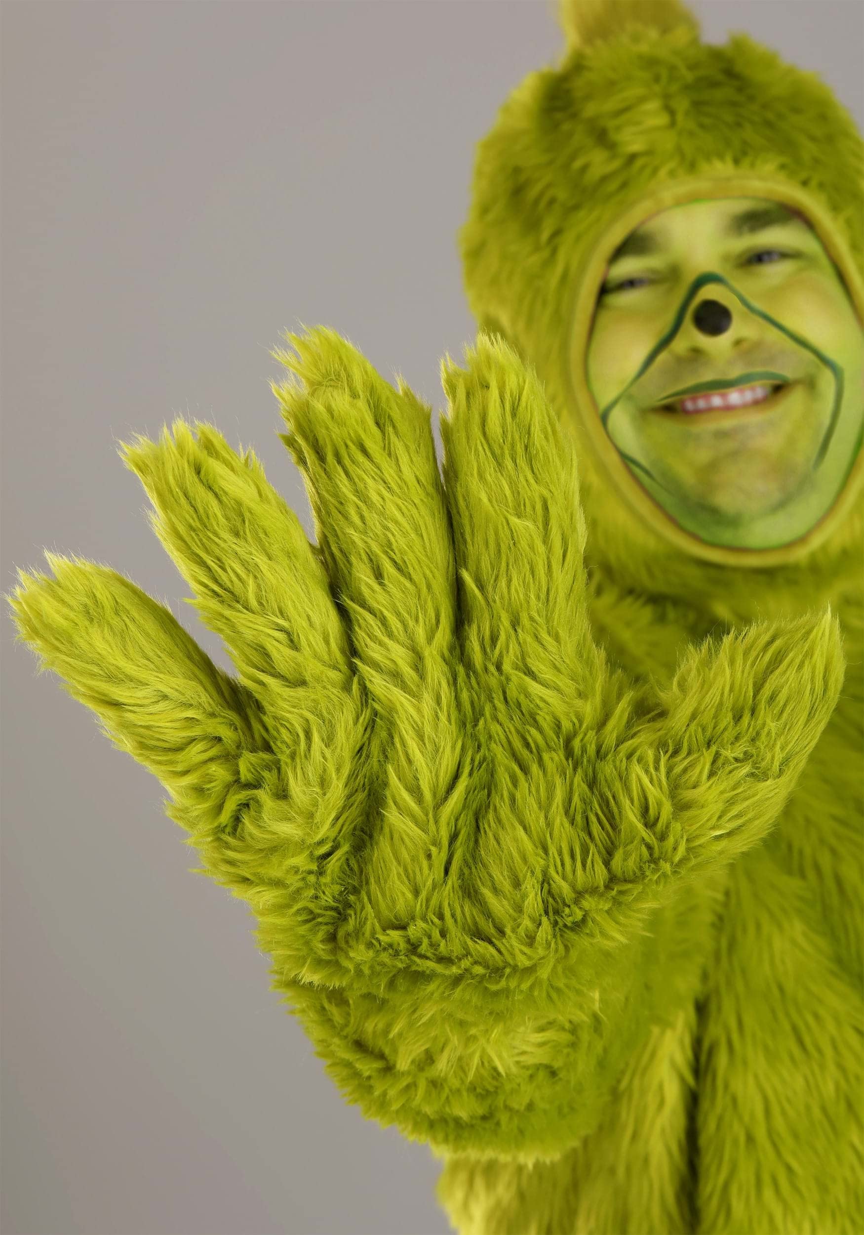 Dr. Seuss The Grinch Adult Plus Size Costume Set - Faux Fur Jumpsuit with Shoe Covers & Gloves (Officially Licensed) for Christmas Parties & Holiday Cosplay
