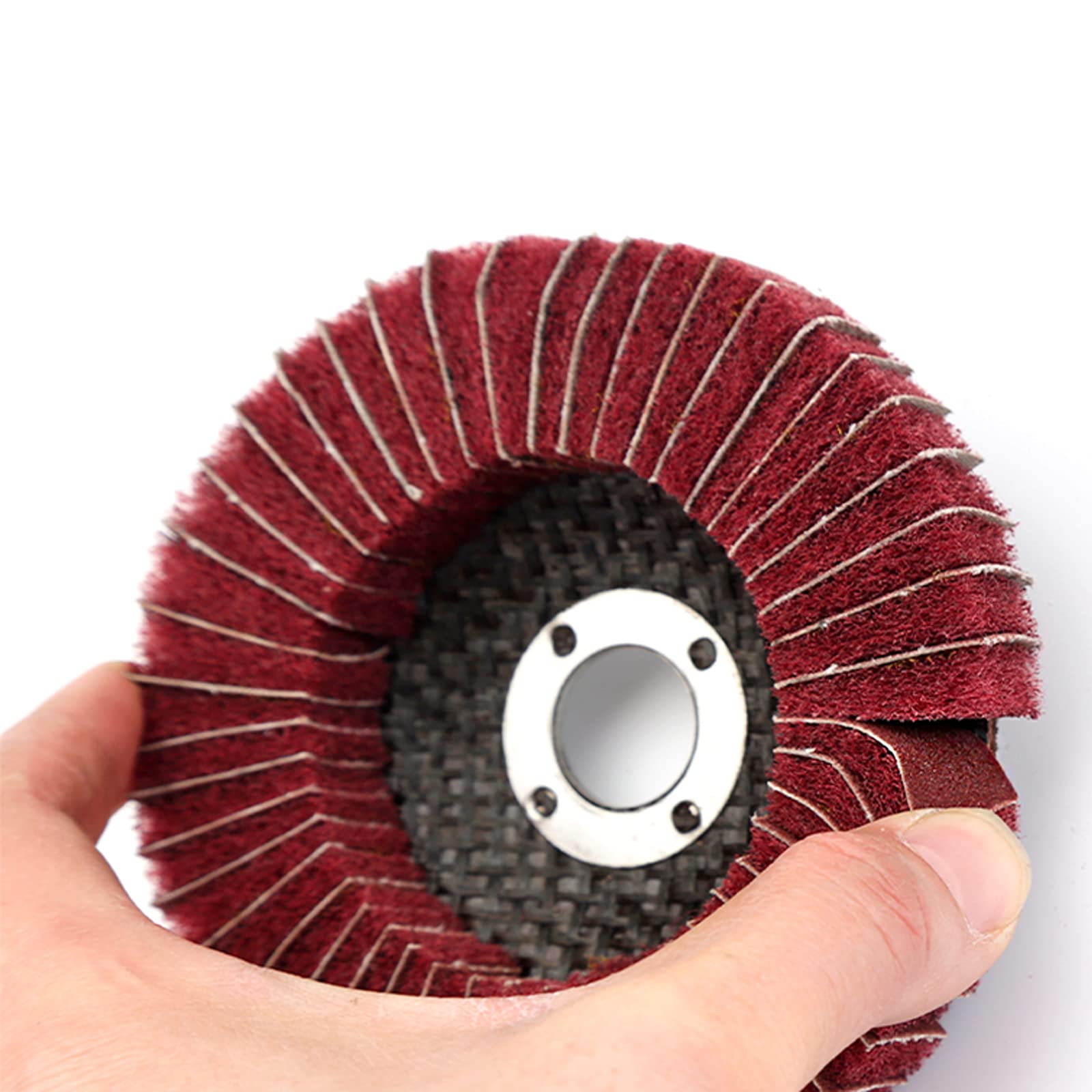 4 Inch Red Nylon Fiber Flap Wheels - 5 Pack Angle Grinder Polishing Discs for Metal, Wood & Stone - Heavy Duty Buffing, Grinding & Scouring Pads for DIY Projects & Professional Workshop Use