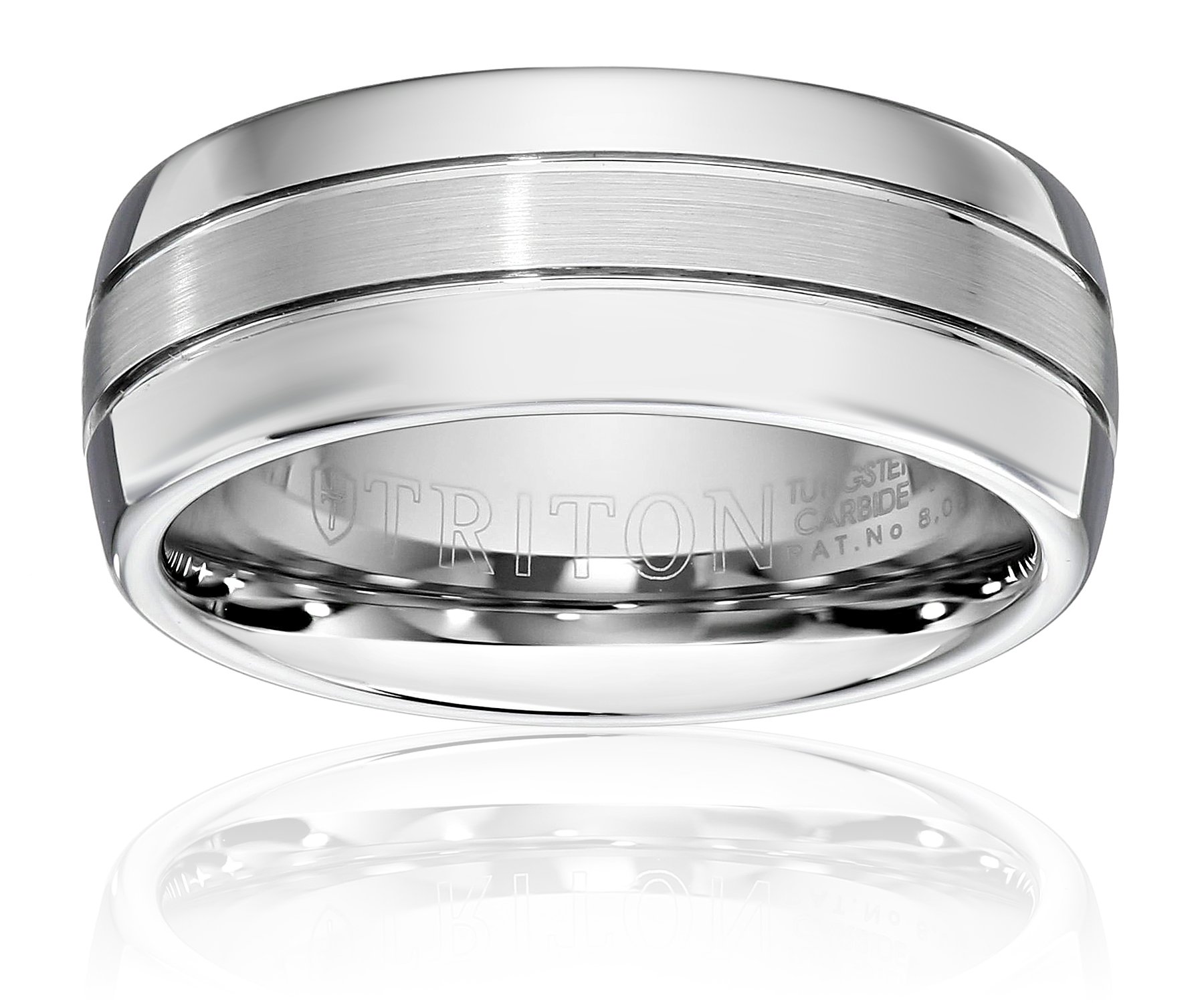 Triton Men's 8mm Tungsten Wedding Band Ring - Brushed Comfort-Fit Design for Everyday Wear & Special Occasions