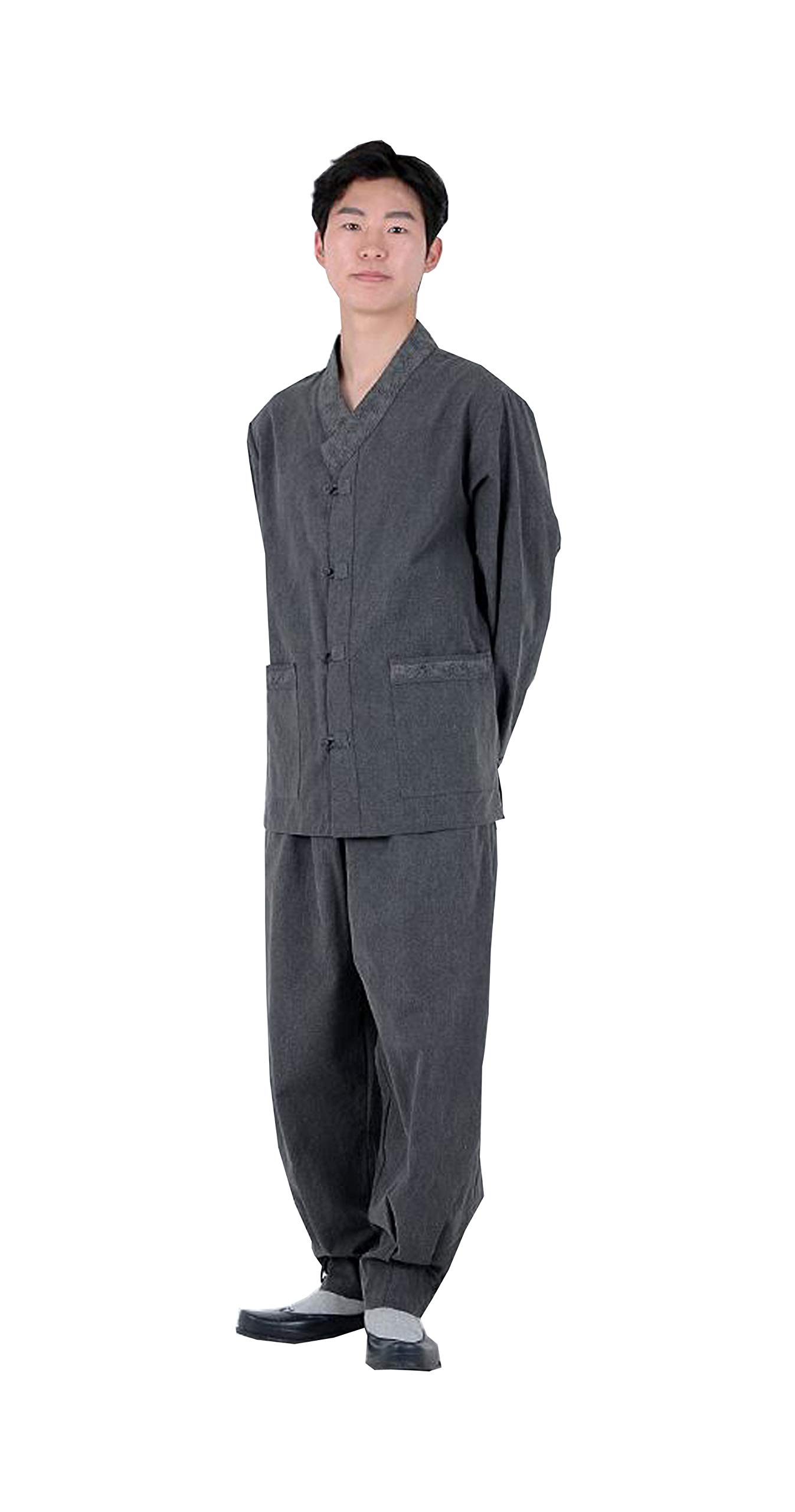 Modern Korean Hanbok Traditional Fusion Clothing for Women & Men - BTS Jungkook Style Washed Dark Grey - Perfect for Daily Wear, Cultural Events & K-Pop Fashion