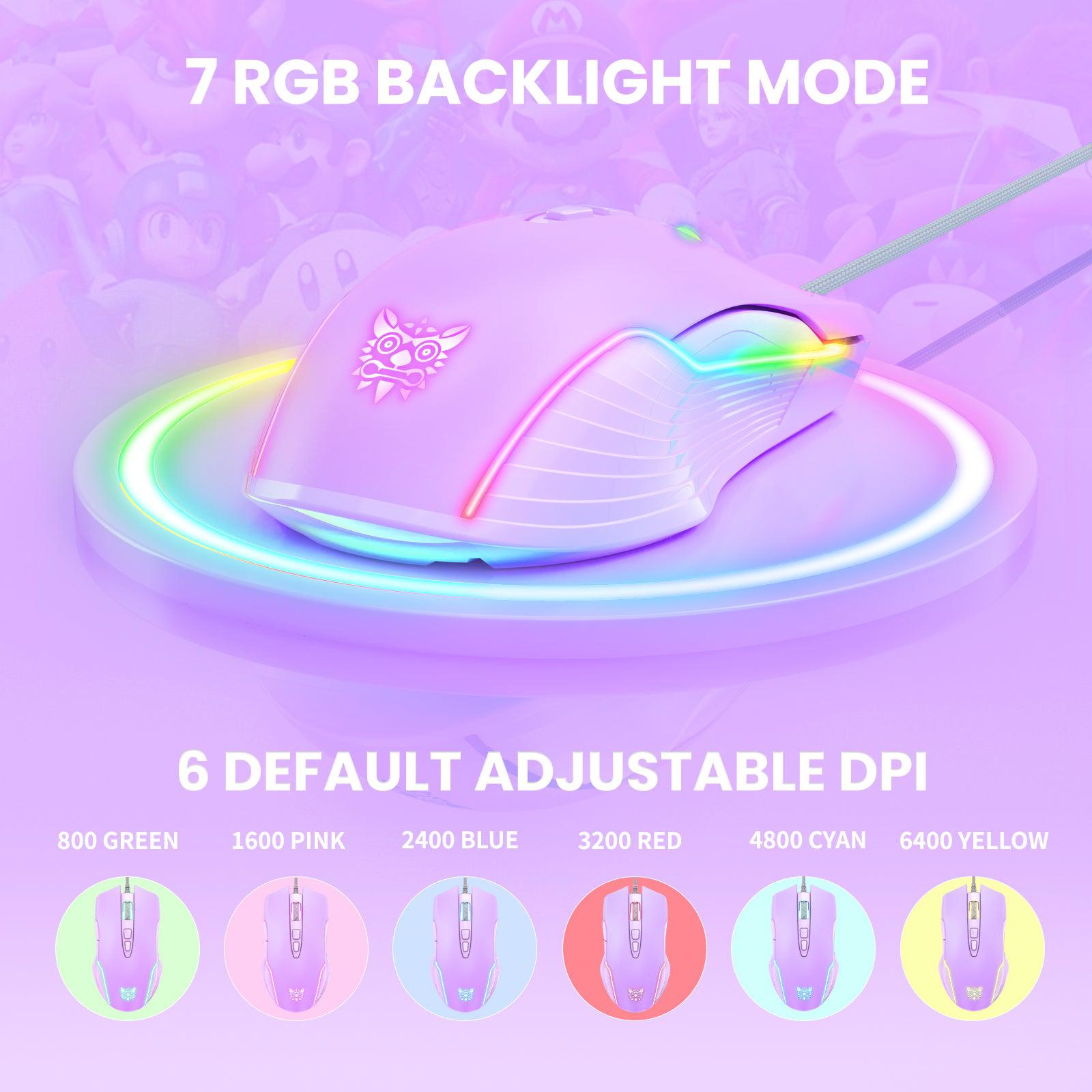 ONIKUMA CW905 6400 DPI Wired Gaming Mouse with RGB Breathing LED Lights - Perfect for PC Gaming, Esports & Office Work