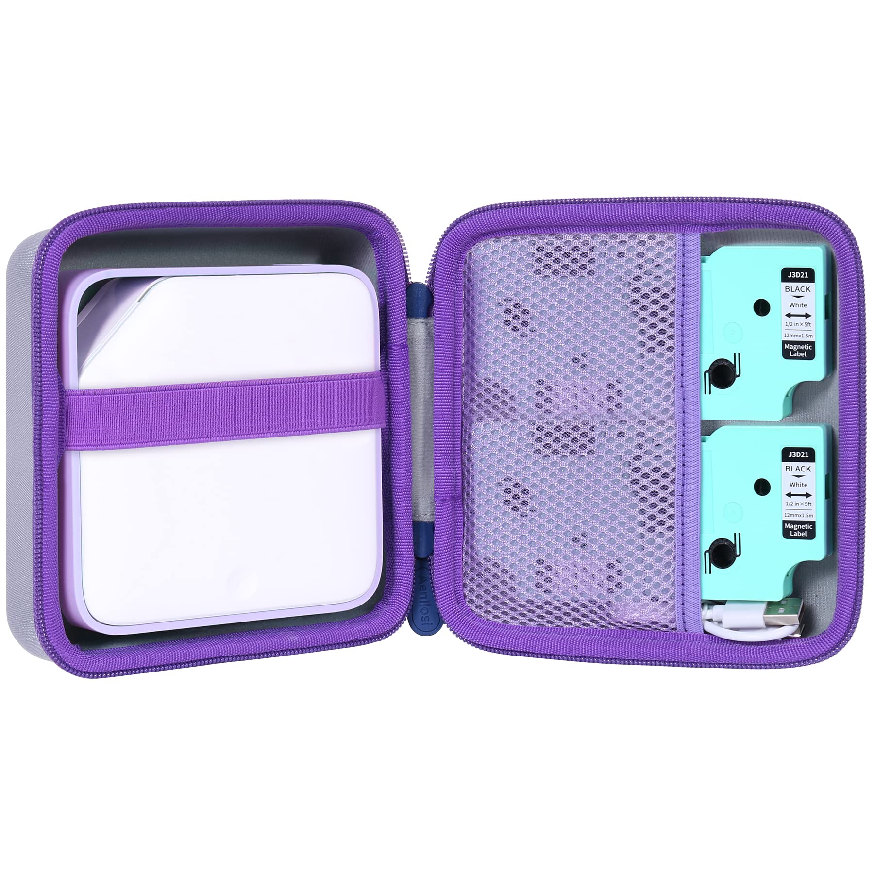 Aenllosi Durable Hard Carrying Case for Vixic D1600 Rechargeable Label Printer - Purple Protective Cover | Perfect for Office, Warehouse & Retail Labeling Organization