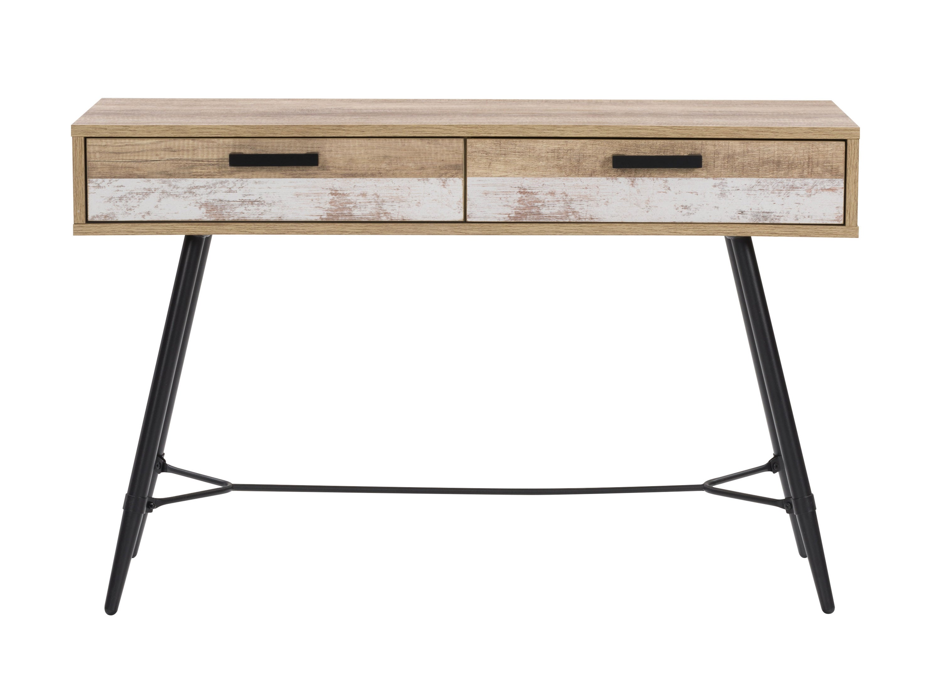 Modern White and Wooden Desk for Home Office - Stylish Writing & Computer Workstation - Perfect for Remote Work, Study, and Small Spaces