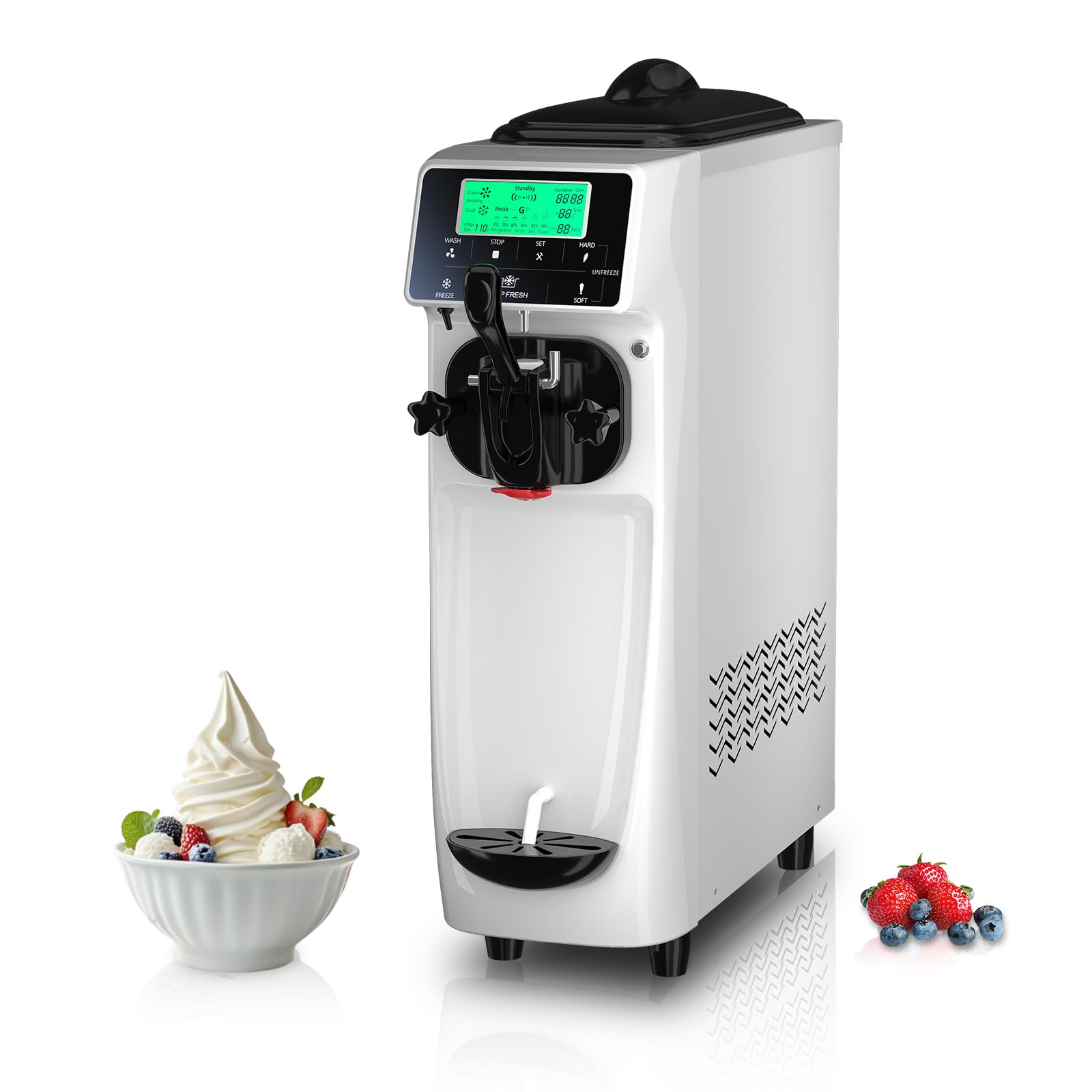 5 Inch Screen Soft Serve Ice Cream Maker Machine for Home - 4.2 Gals/H Single Flavor with Pre-Cooling & 1.6 Gals Tank - Perfect for Birthday Parties, Ice Cream Shops & Summer Treats